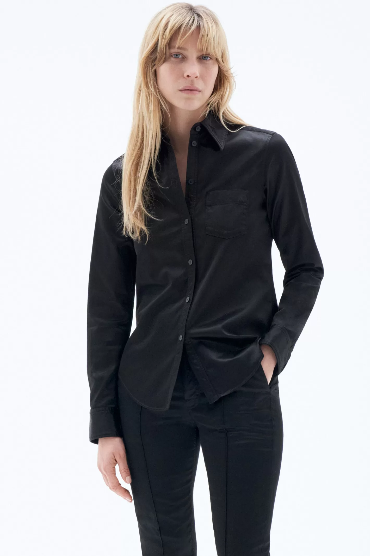 Filippa K Garment Dyed Shirt Black-Woman Shirts & Blouses