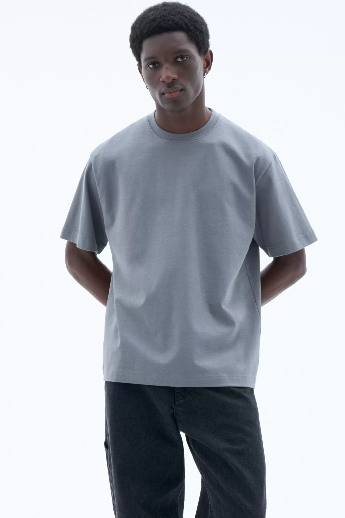 Filippa K Heavy Crewneck Tee Smoke green-Man T-Shirts