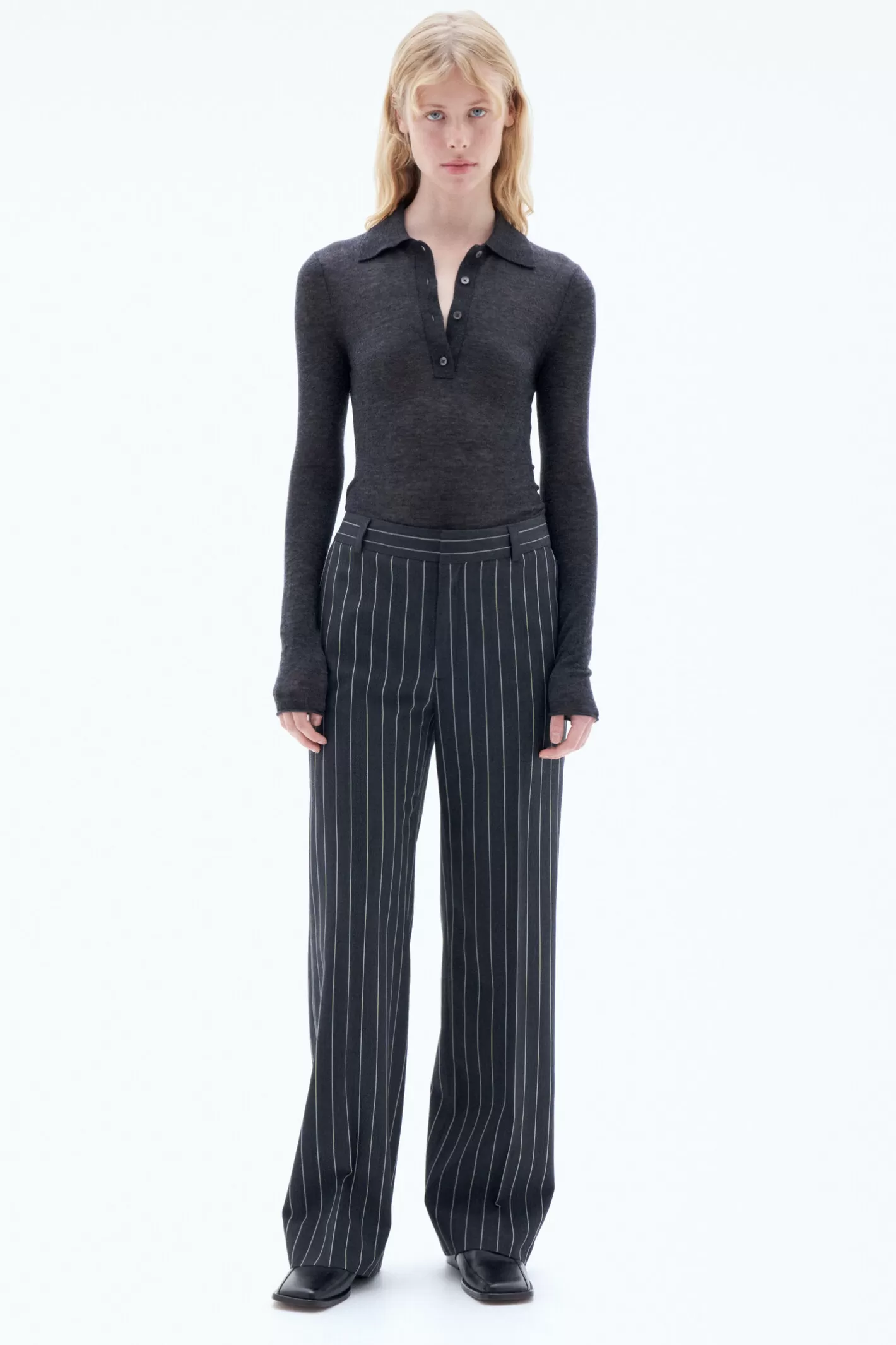 Filippa K Hutton Pinstripe Trousers Anthracite/White Pinstripe-Woman Trousers