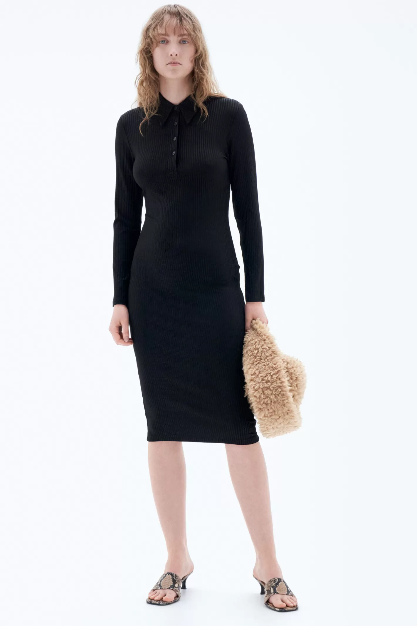 Filippa K Jersey Rib Polo Dress Black-Woman Dresses