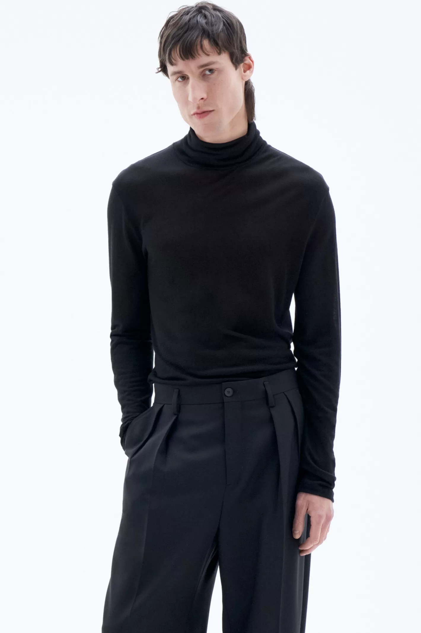 Filippa K Jersey Roller Neck Top Black-Man T-Shirts | Knitwear