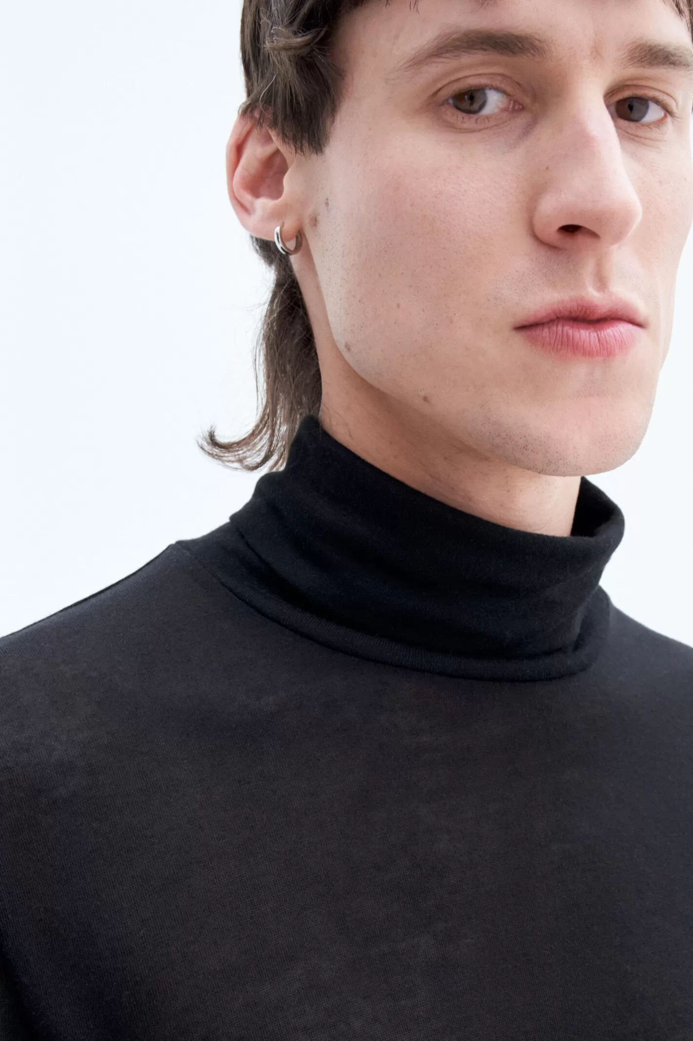 Filippa K Jersey Roller Neck Top Black-Man T-Shirts | Knitwear