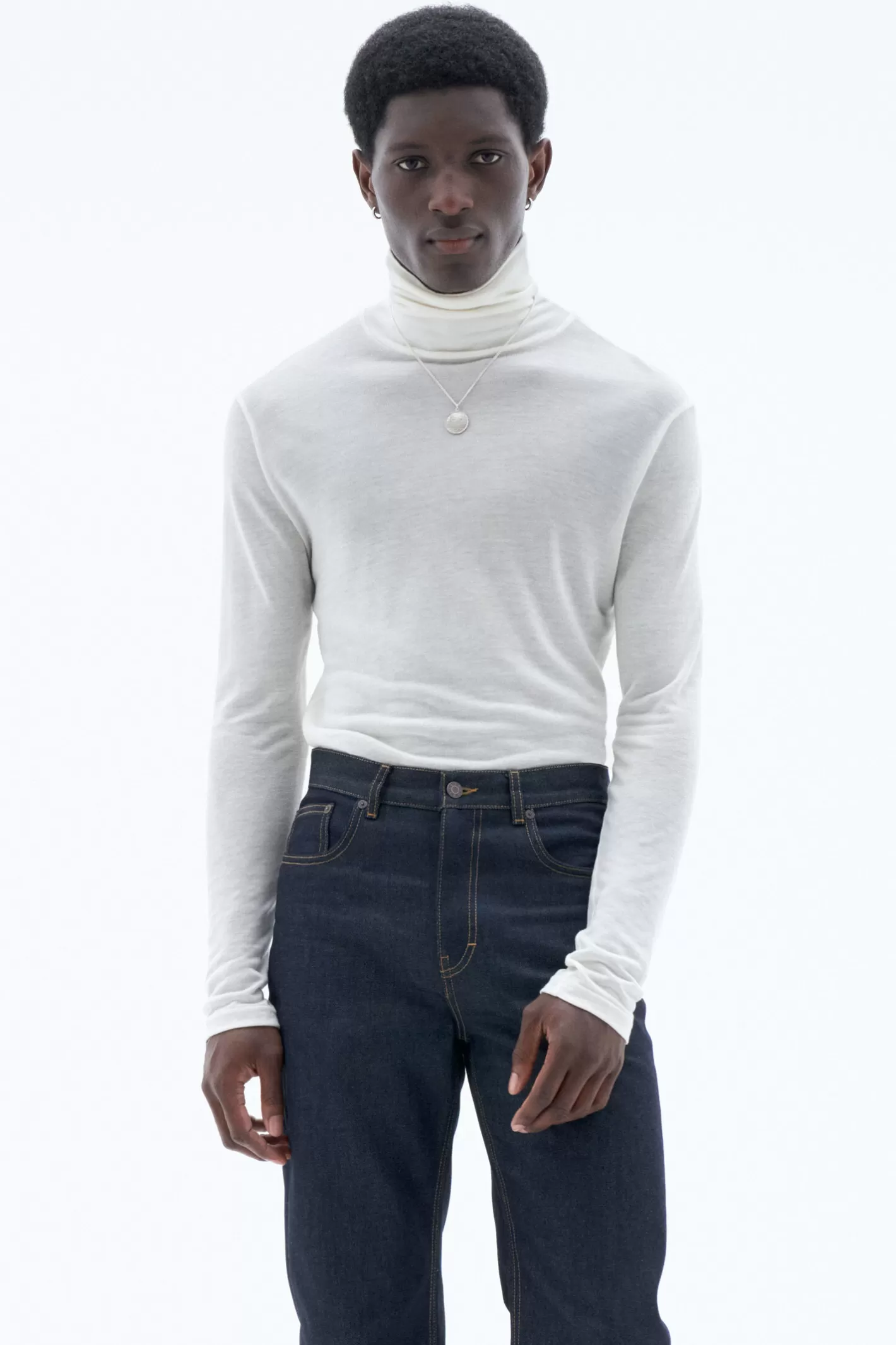 Filippa K Jersey Roller Neck Top White Chalk-Man T-Shirts | Knitwear