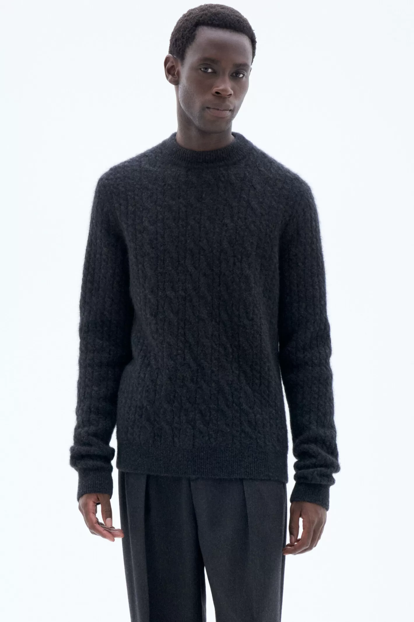 Filippa K Johannes Braid Sweater Anthracite Melange-Man Bestsellers | Knitwear