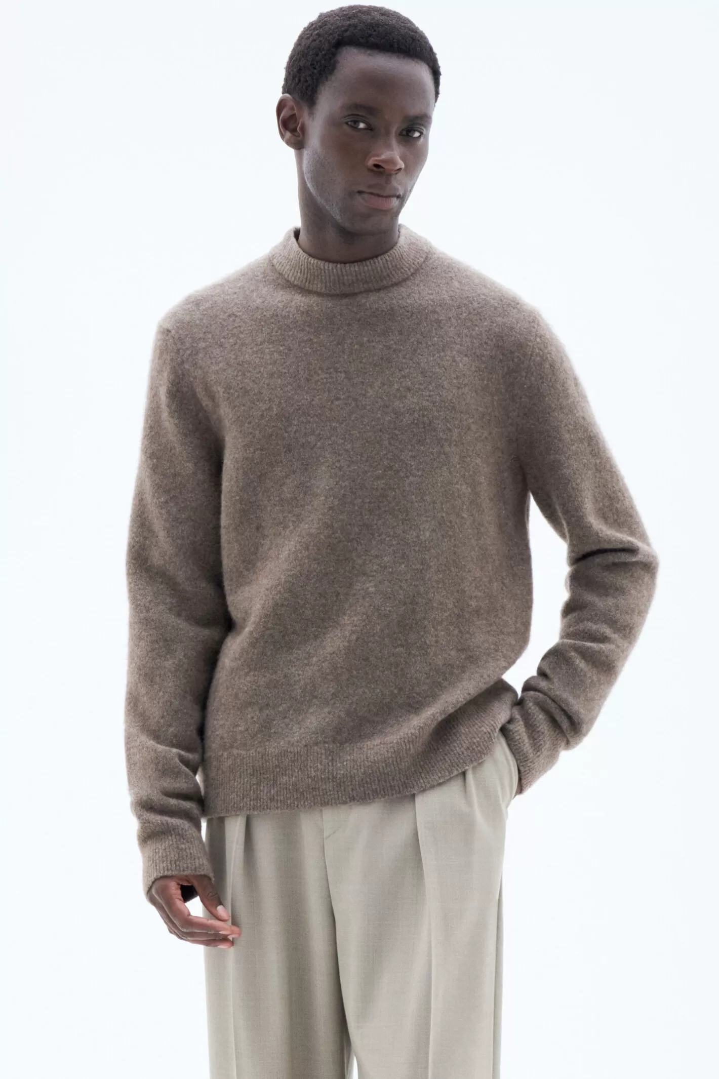 Filippa K Johannes Yak Sweater Dark Taupe Melange-Man Bestsellers | Knitwear