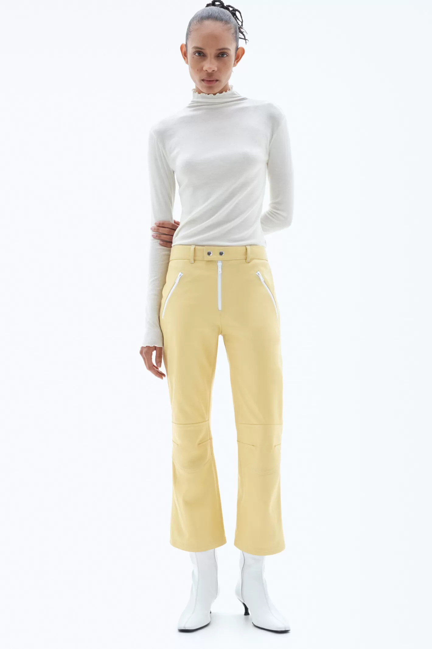 Filippa K Kick Flare Leather Trousers Light Amber-Woman Trousers