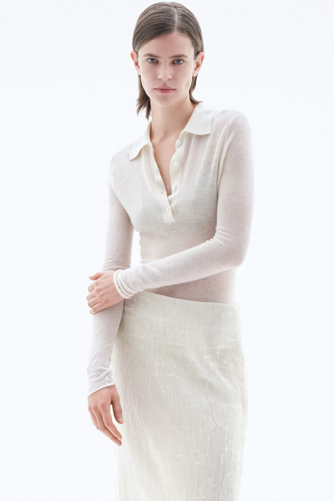 Filippa K Knit Polo Sweater Winter White-Woman Knitwear