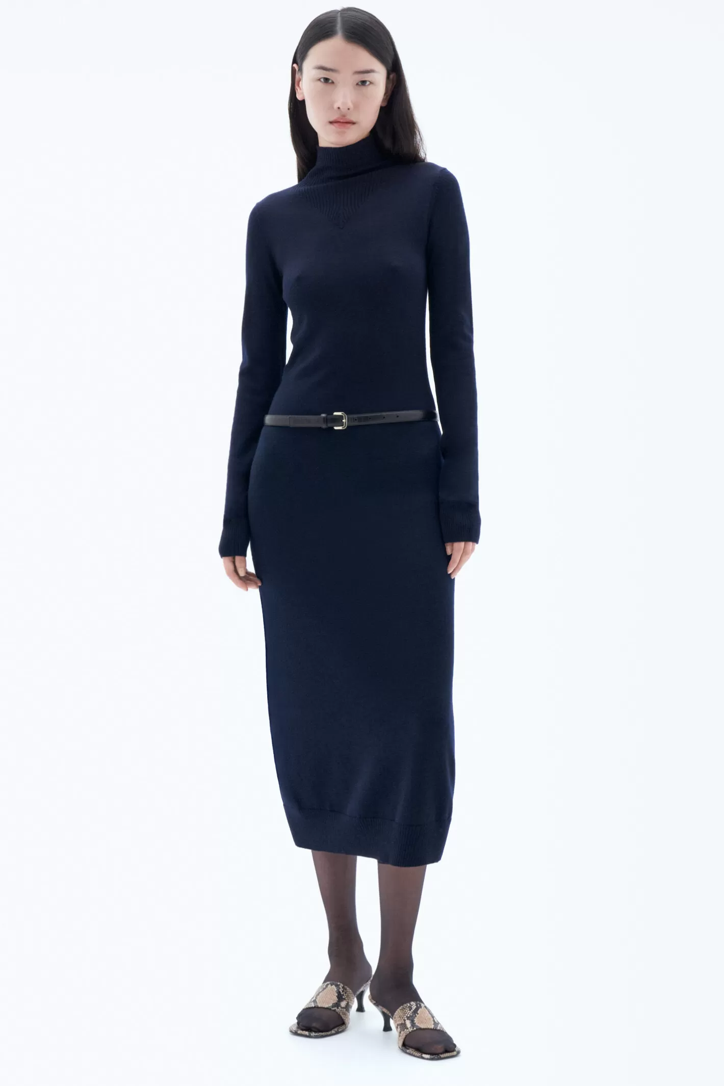 Filippa K Knit Turtleneck Dress Navy-Woman Dresses