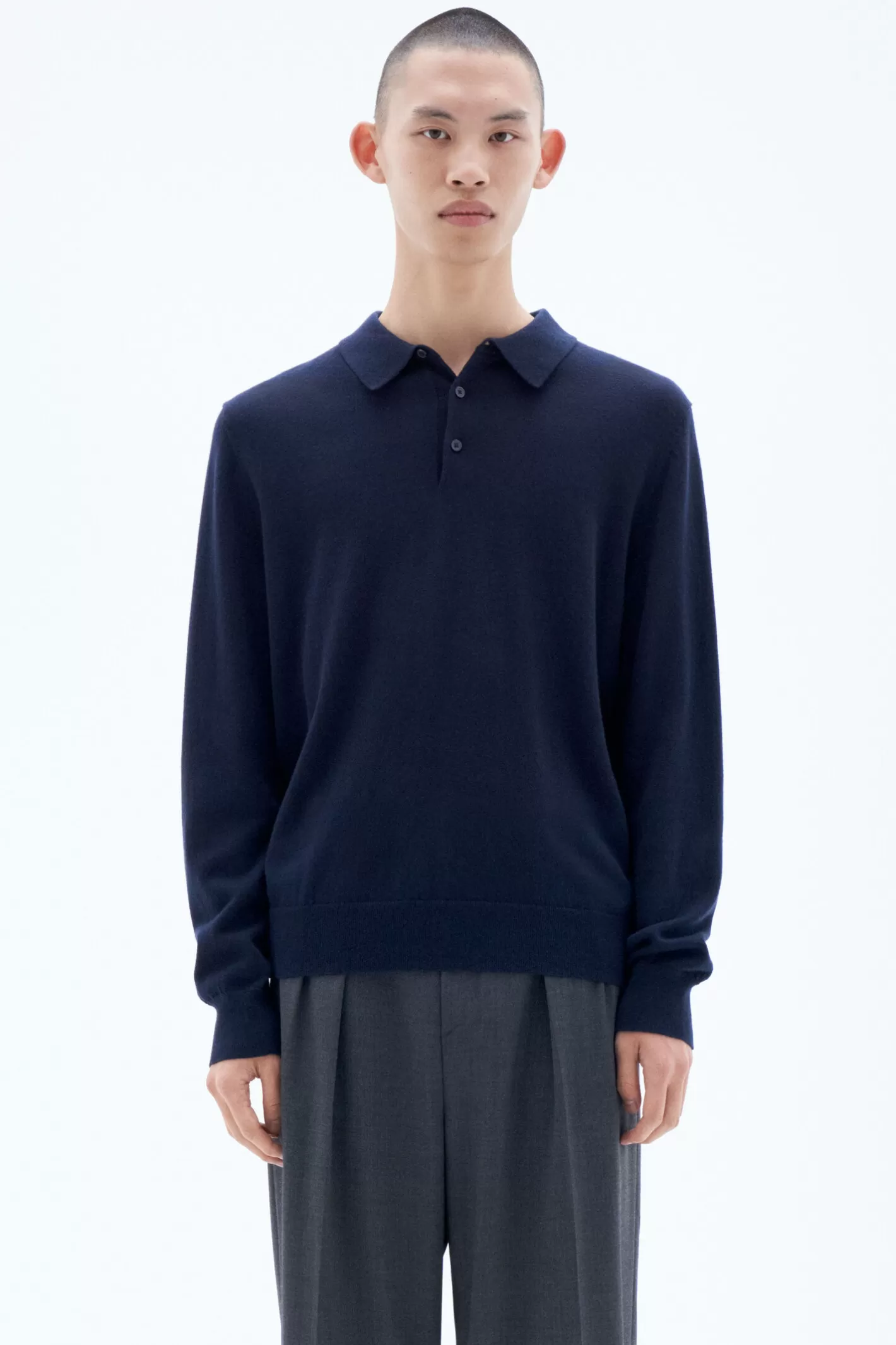 Filippa K Knitted Polo Shirt Navy-Man Bestsellers | Knitwear