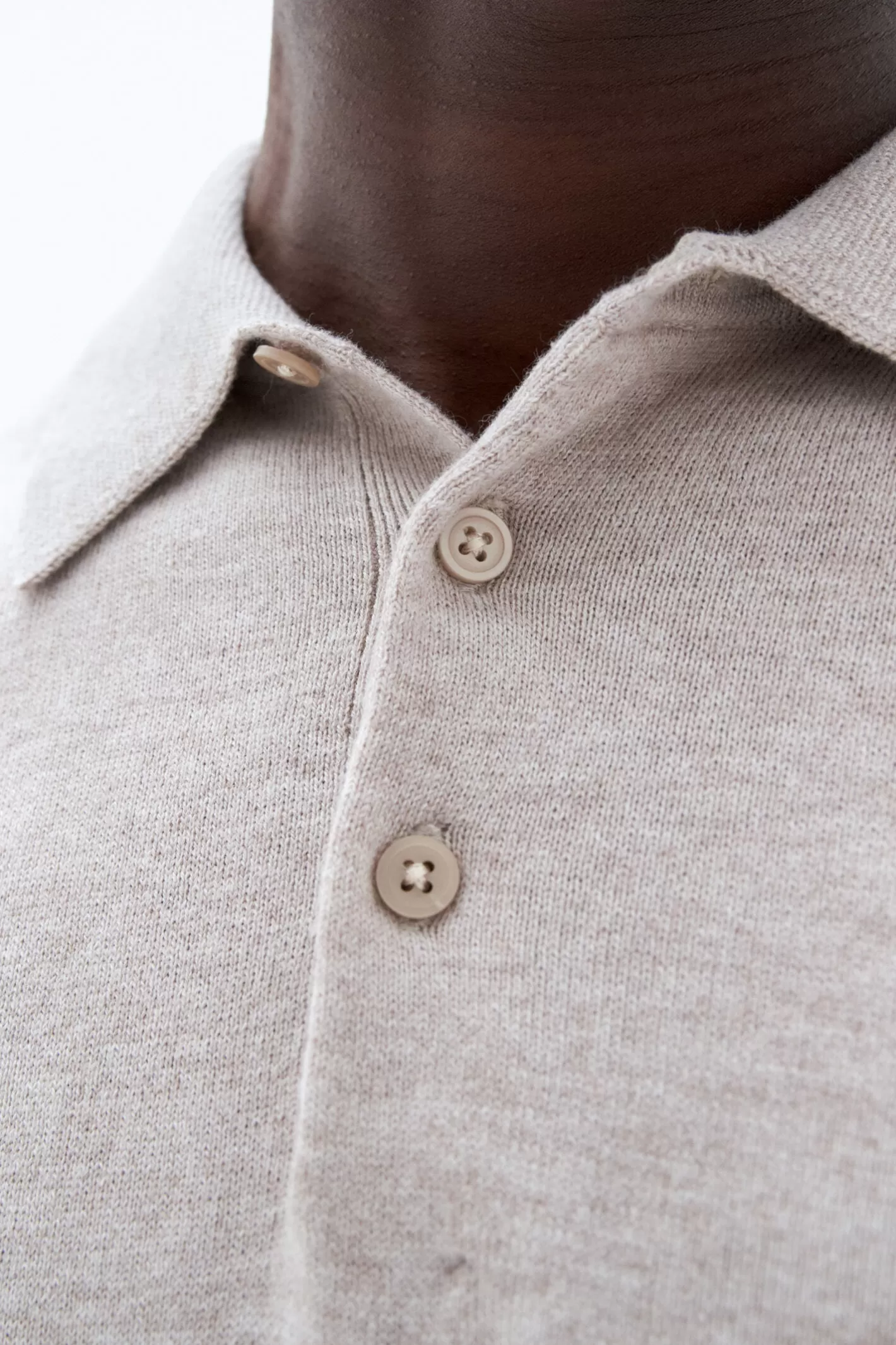 Filippa K Knitted Polo Shirt Beige Melange-Man Knitwear