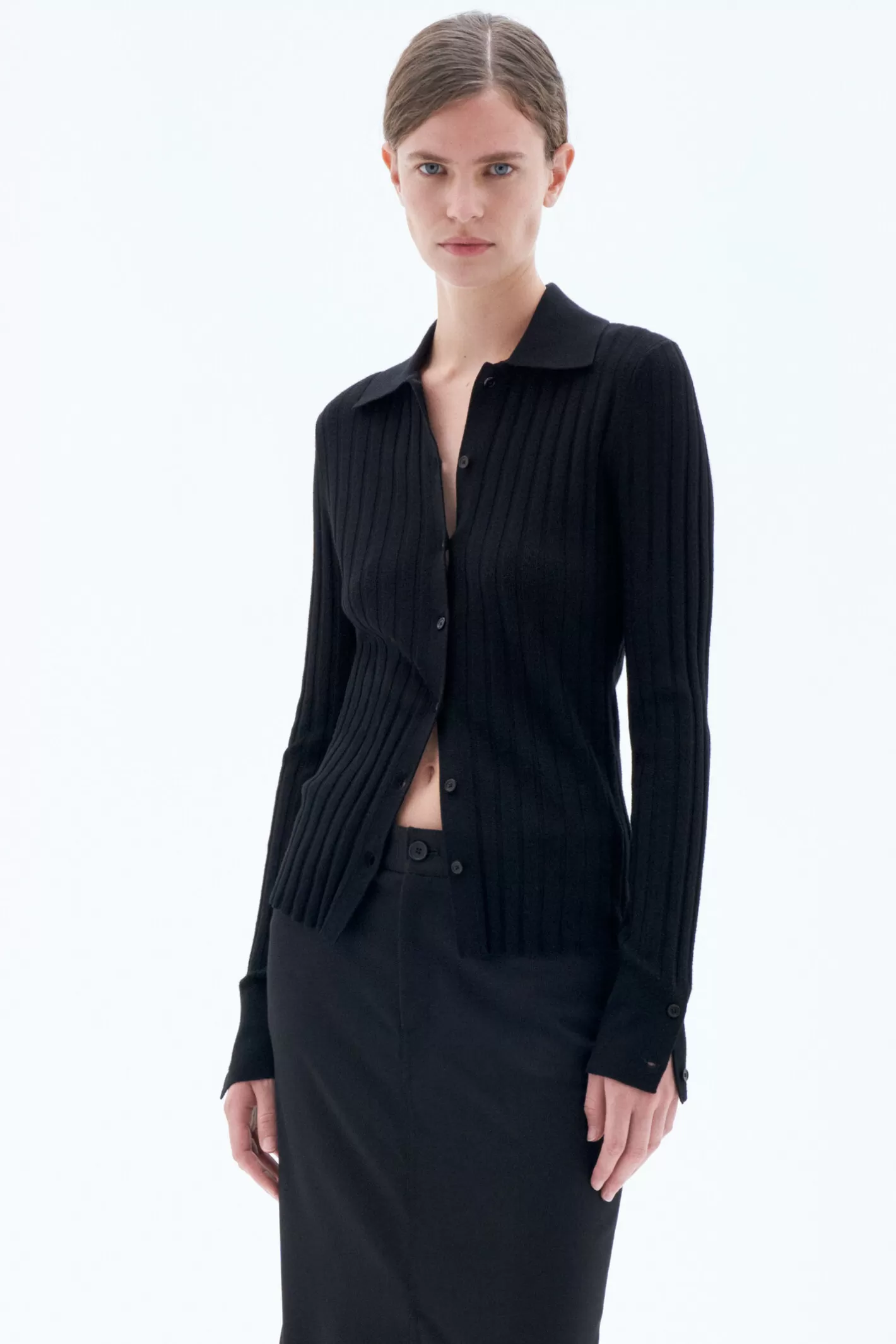 Filippa K Knitted Shirt Black-Woman Tops | Knitwear