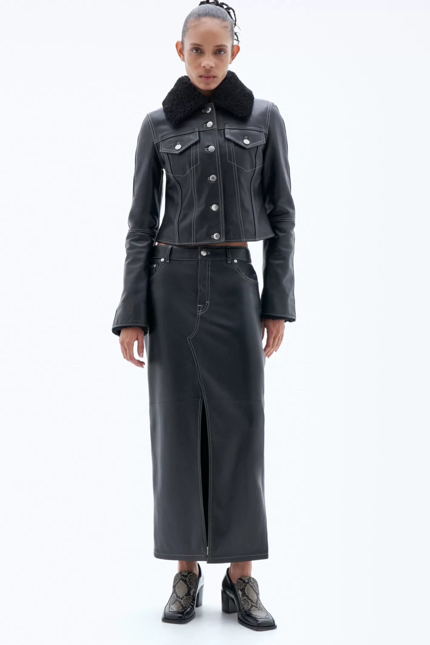 Filippa K Leather Jacket Black-Woman Outerwear