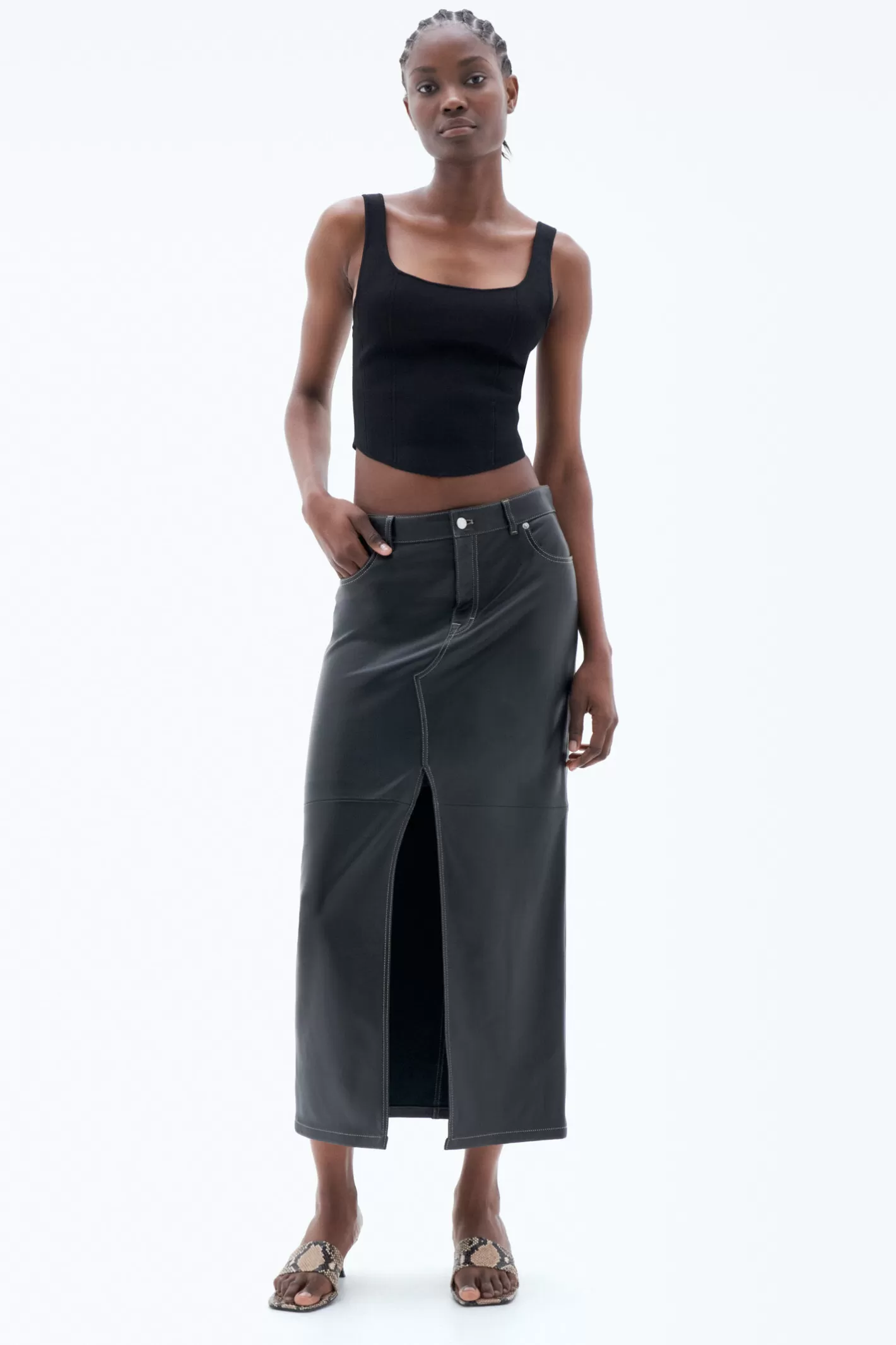 Filippa K Leather Skirt Black-Woman Skirts & Shorts