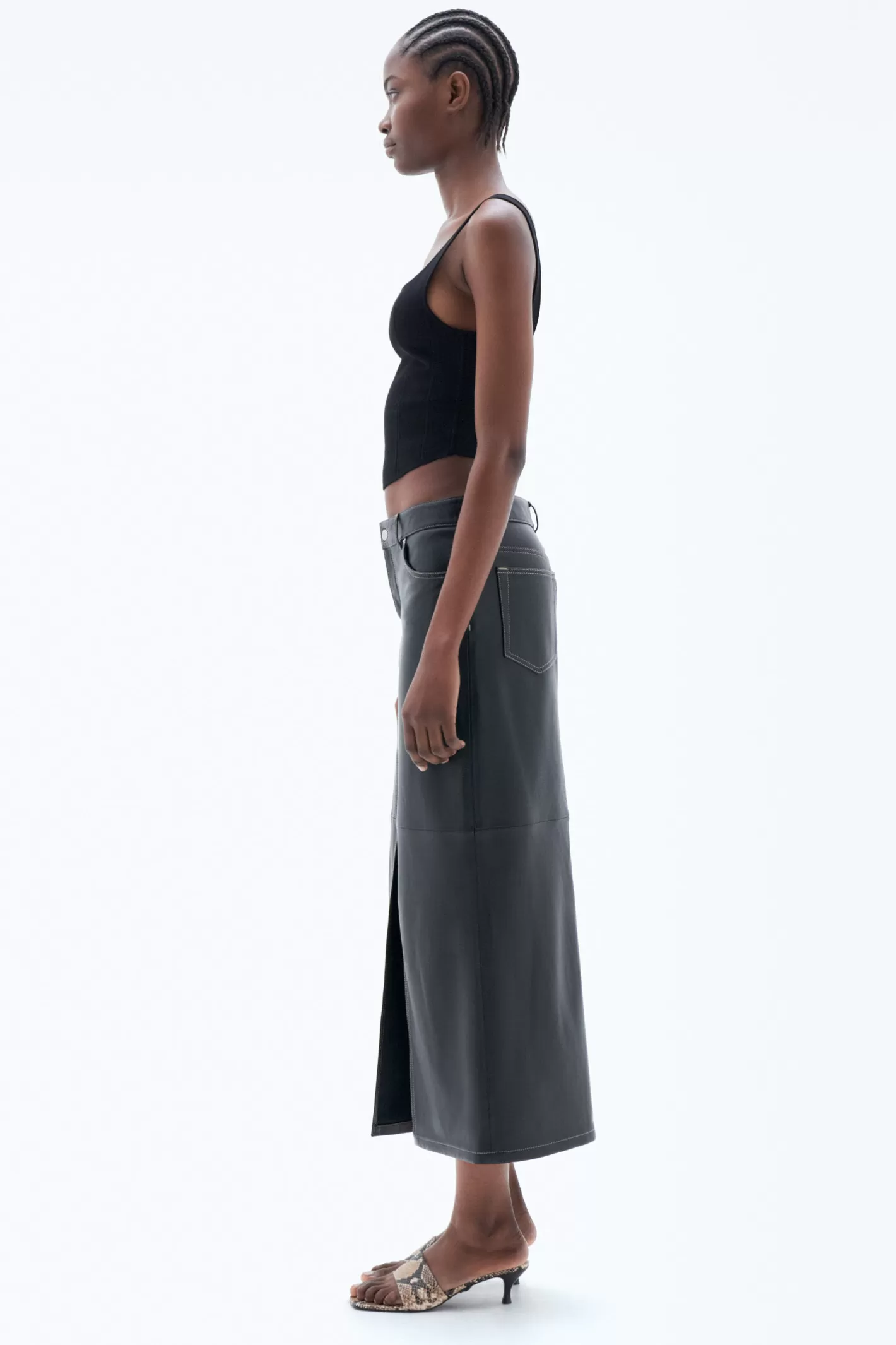 Filippa K Leather Skirt Black-Woman Skirts & Shorts