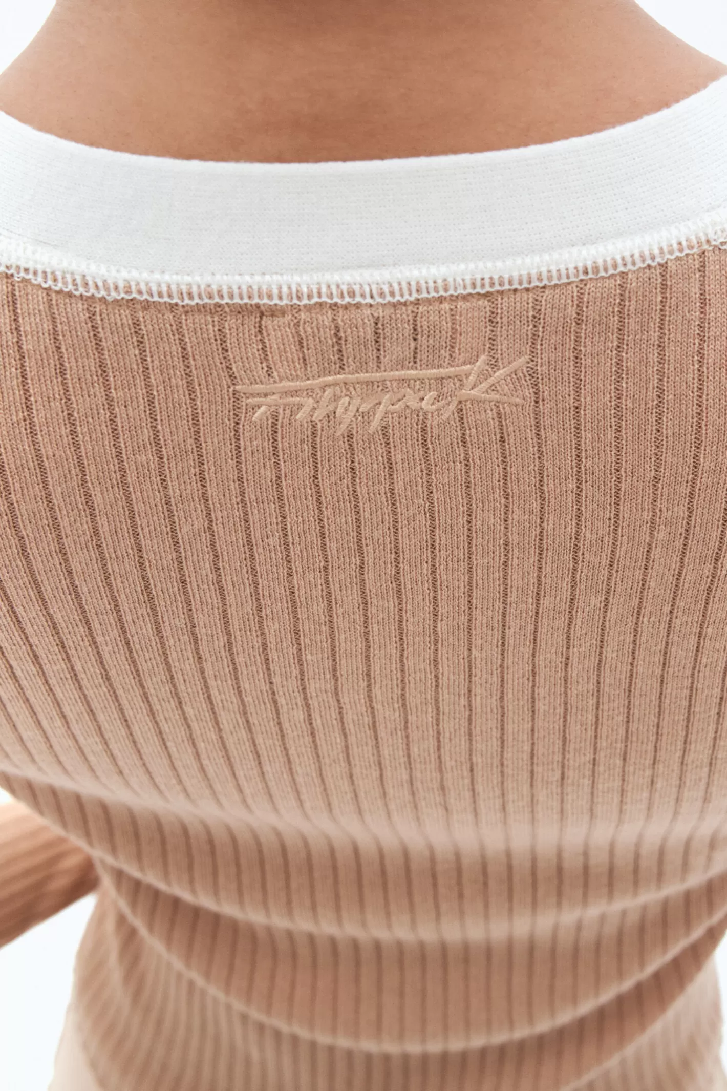 Filippa K Light Rib Cardigan Camel/White-Woman Knitwear