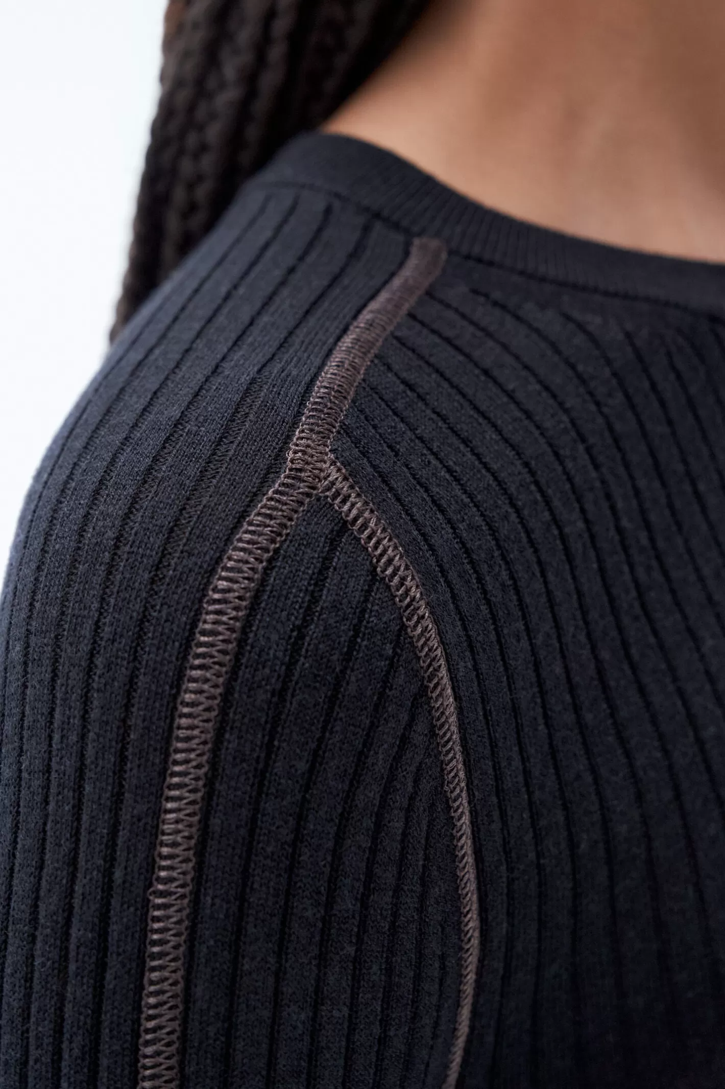 Filippa K Light Rib Sweater Black/Brown-Woman Knitwear