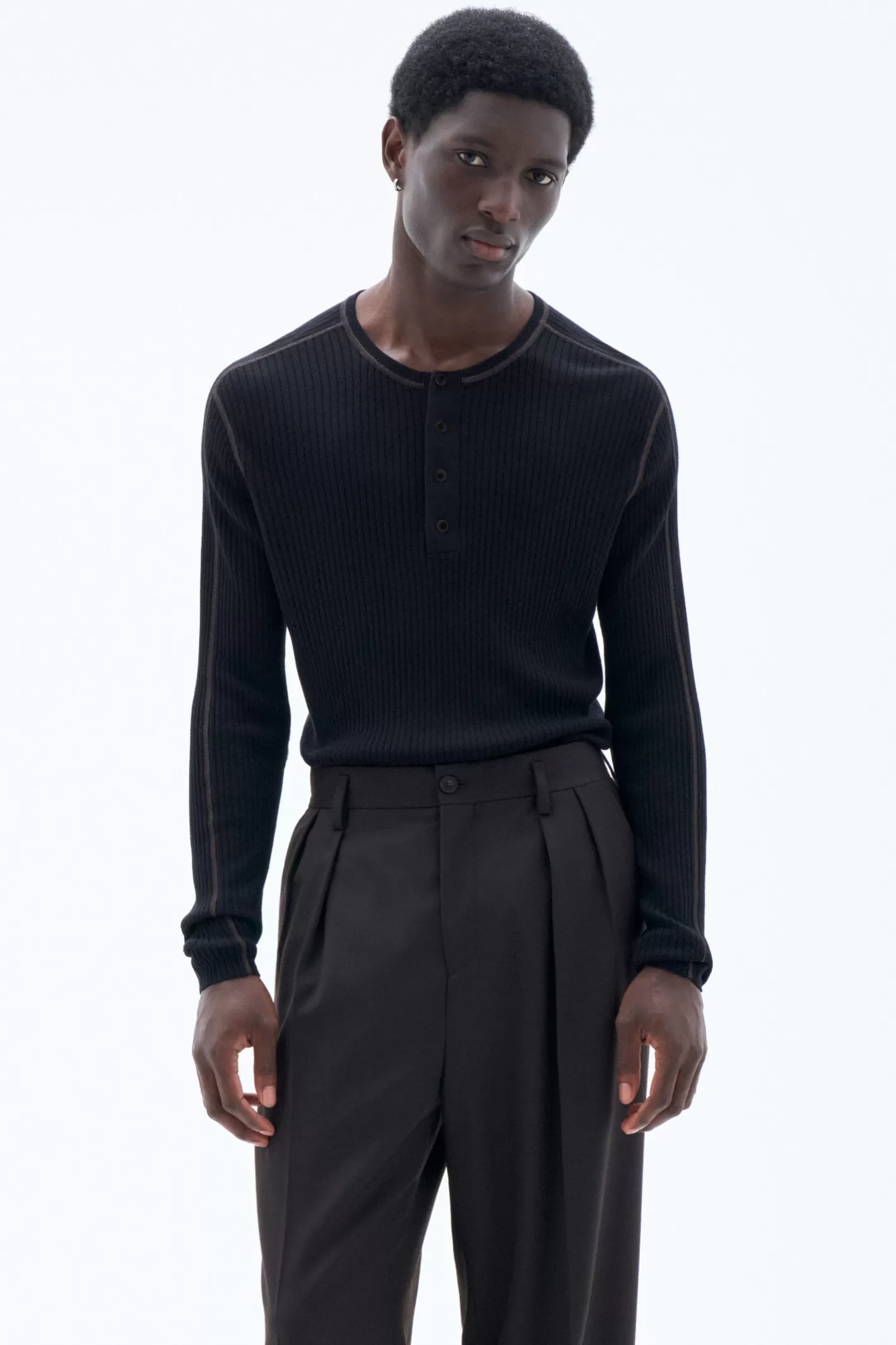 Filippa K Light Rib Sweater Black/Brown-Man Knitwear