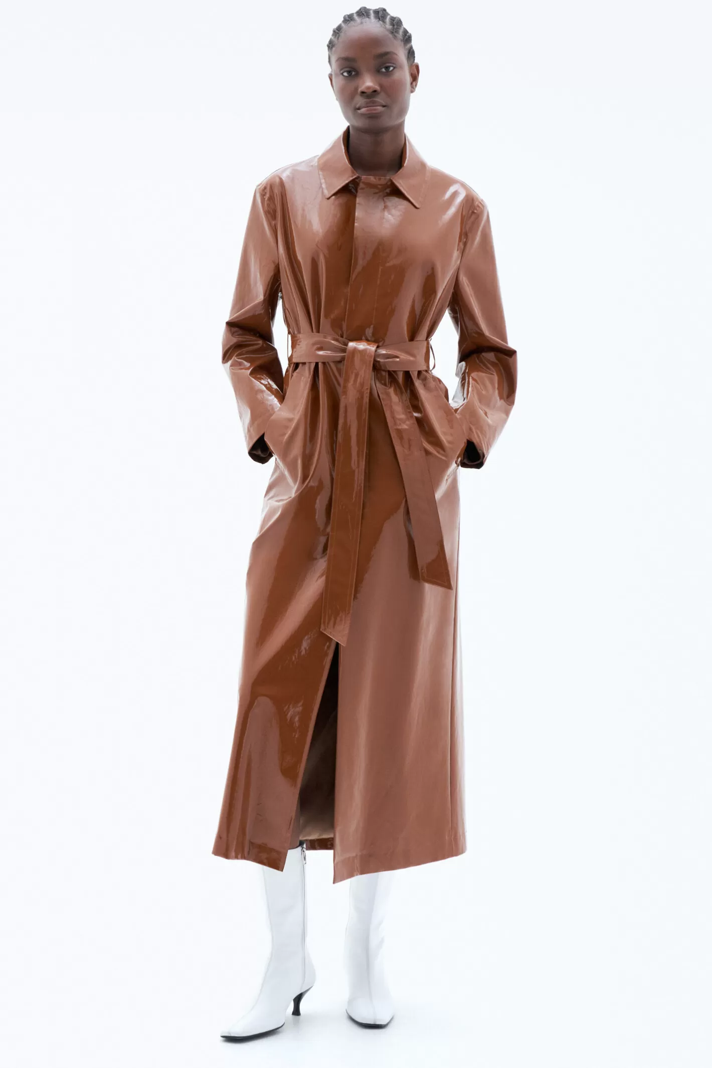 Filippa K Long Car Coat Chestnut-Woman Outerwear