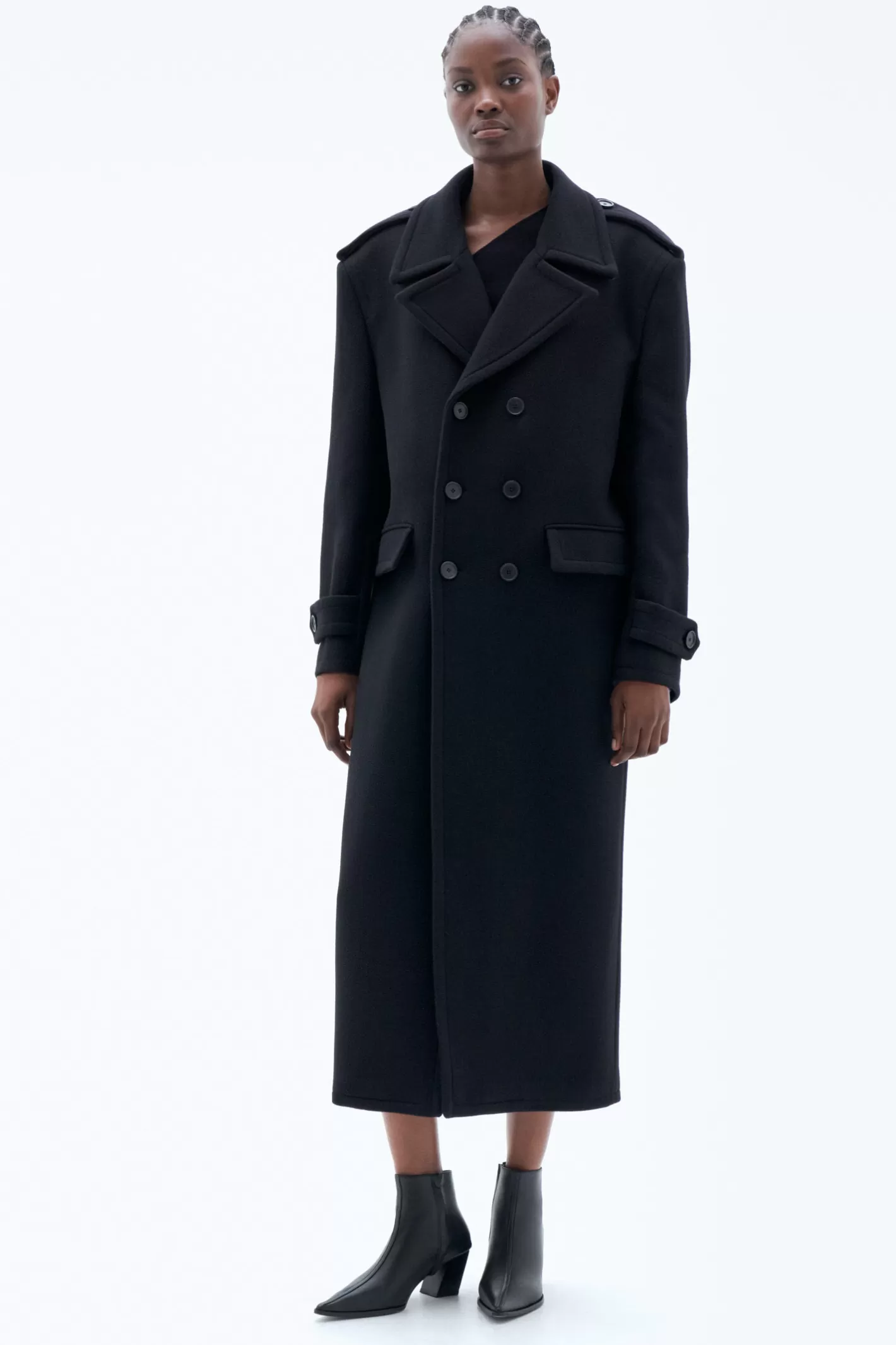 Filippa K Long Peacoat Black-Woman Outerwear