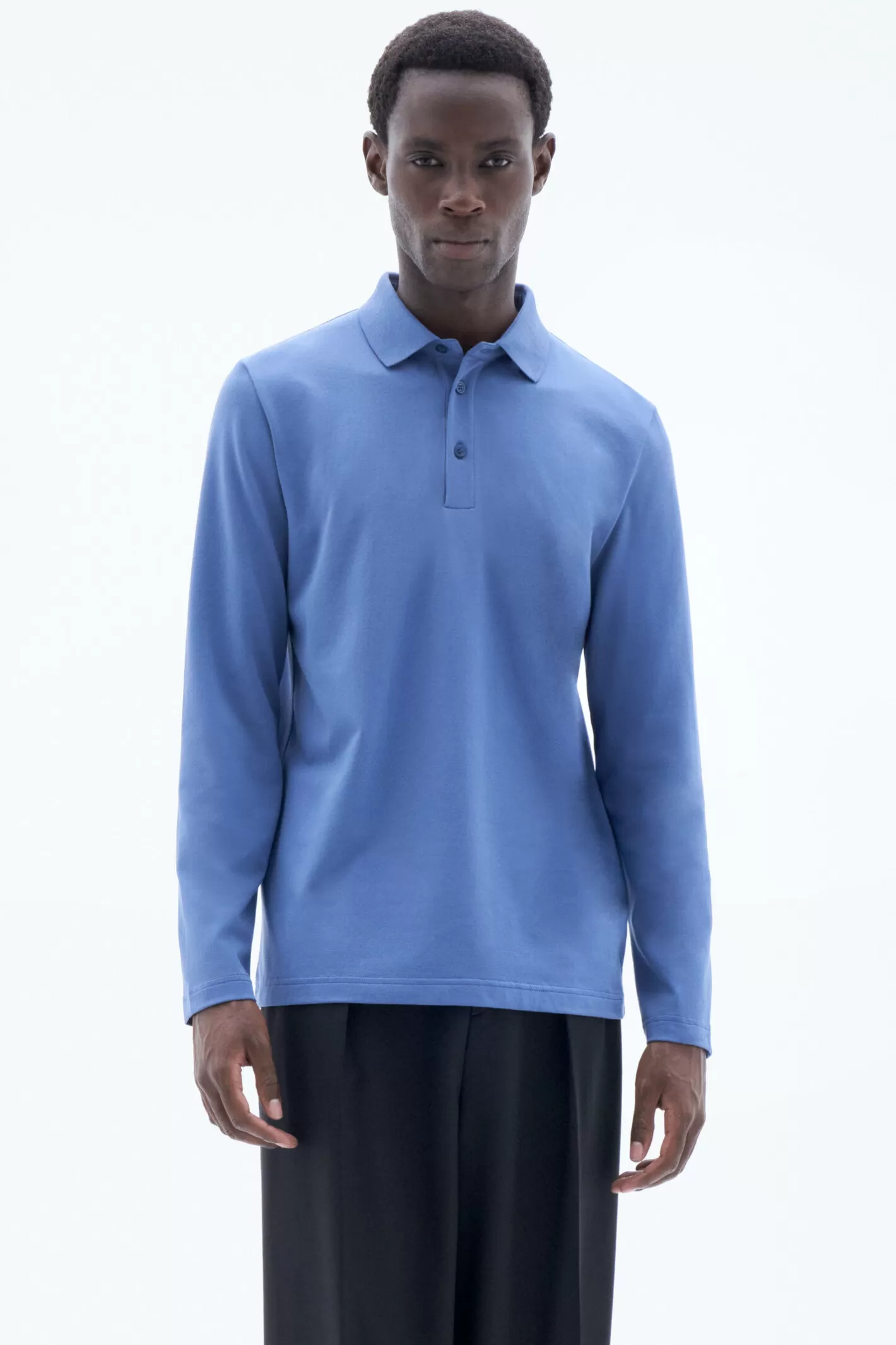 Filippa K Luke Stretch Polo Shirt Paris Blue-Man T-Shirts