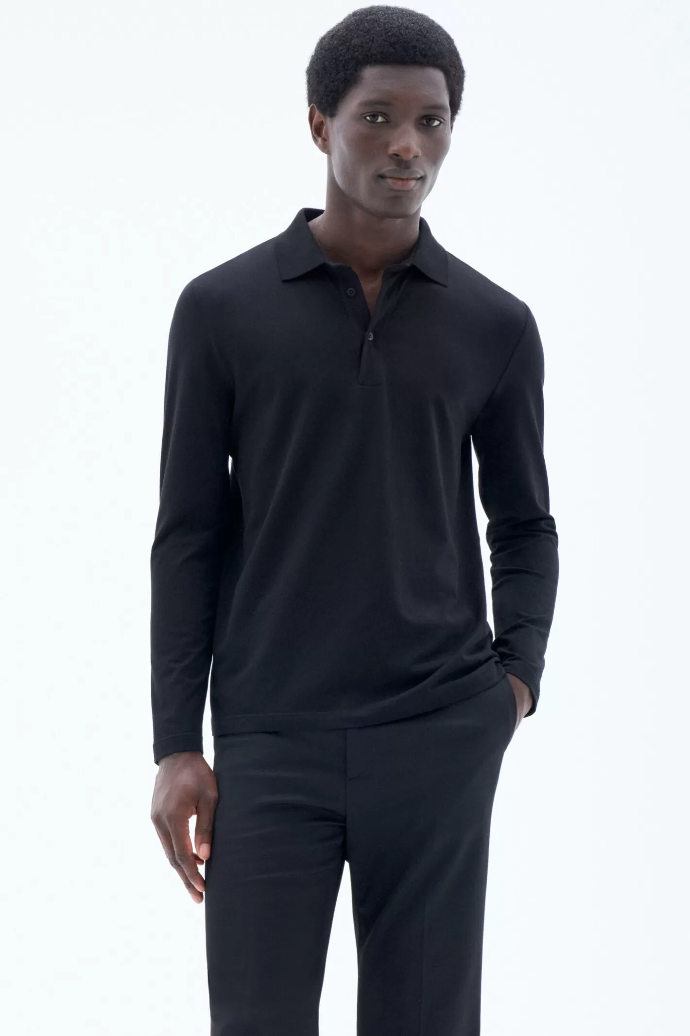 Filippa K Luke Stretch Polo Shirt Black-Man T-Shirts