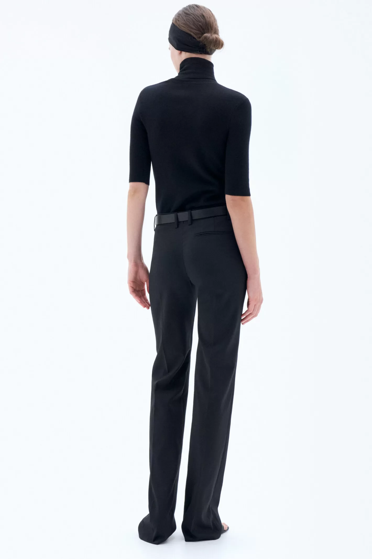 Filippa K Merino Elbow Sleeve Top Black-Woman Knitwear