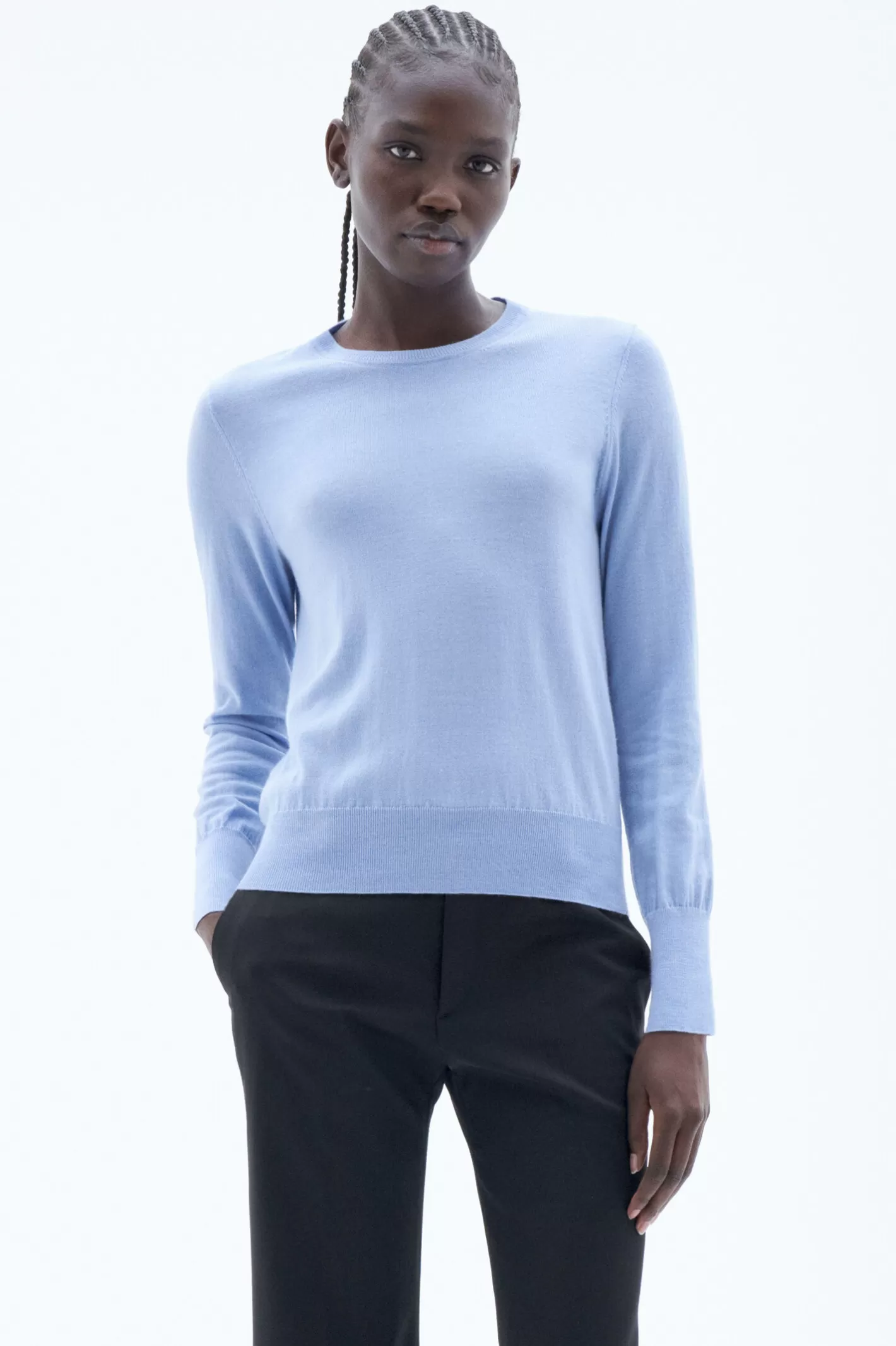 Filippa K Merino R-neck Sweater Sky Blue-Woman Knitwear