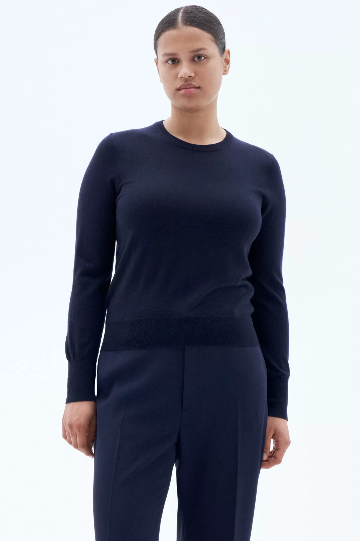 Filippa K Merino R-neck Sweater Navy-Woman Knitwear