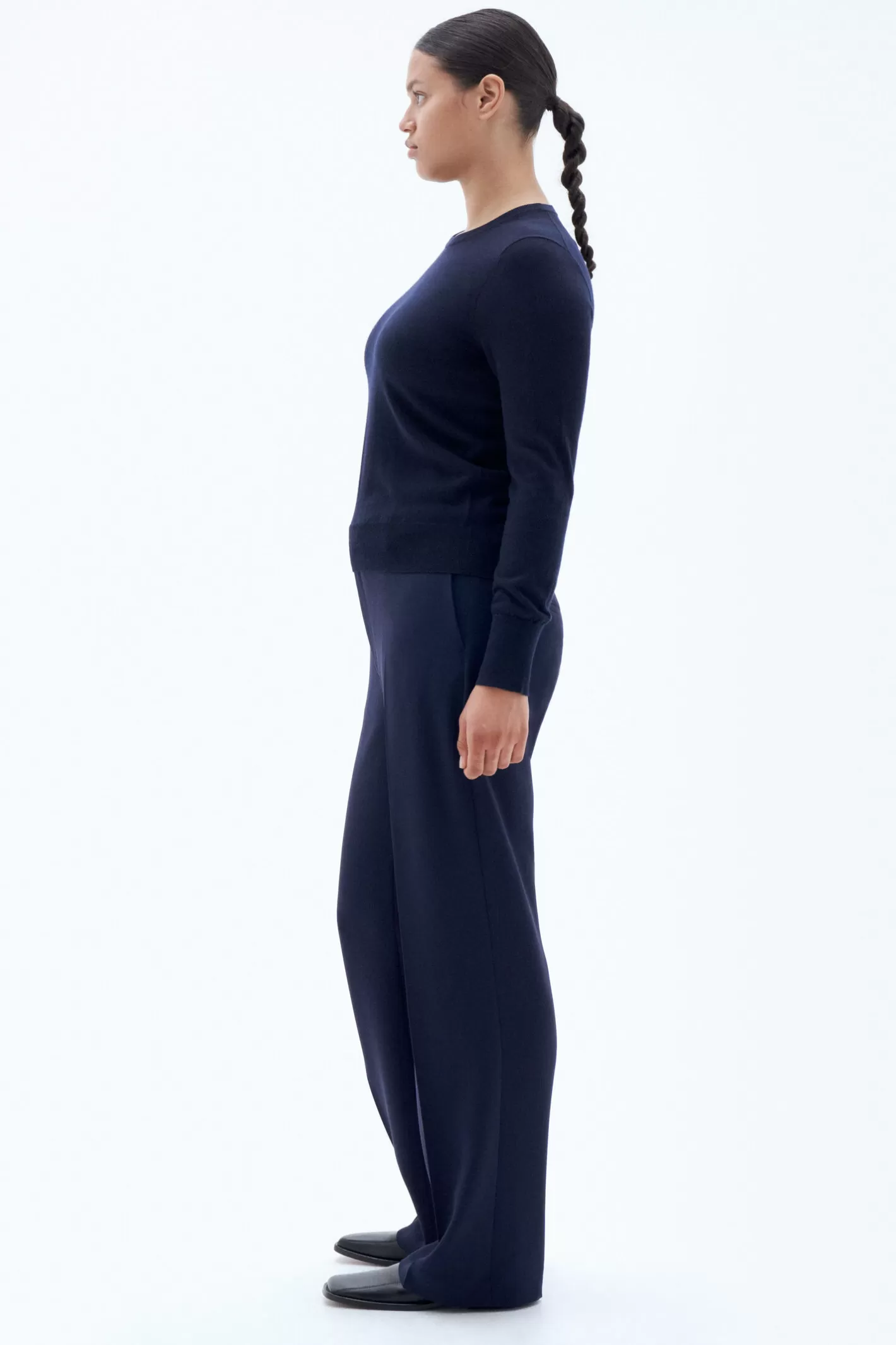 Filippa K Merino R-neck Sweater Navy-Woman Knitwear