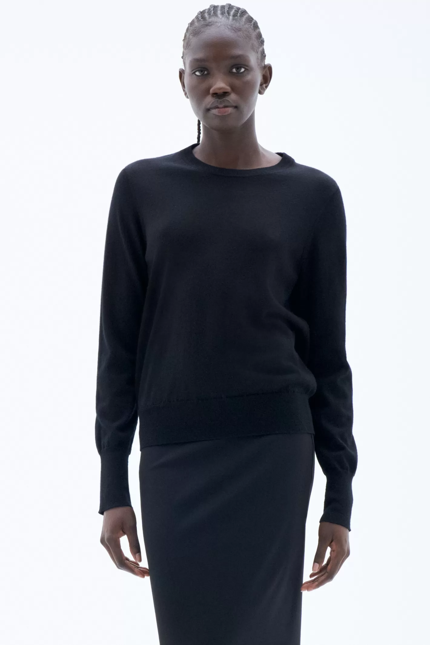 Filippa K Merino R-neck Sweater Black-Woman Knitwear