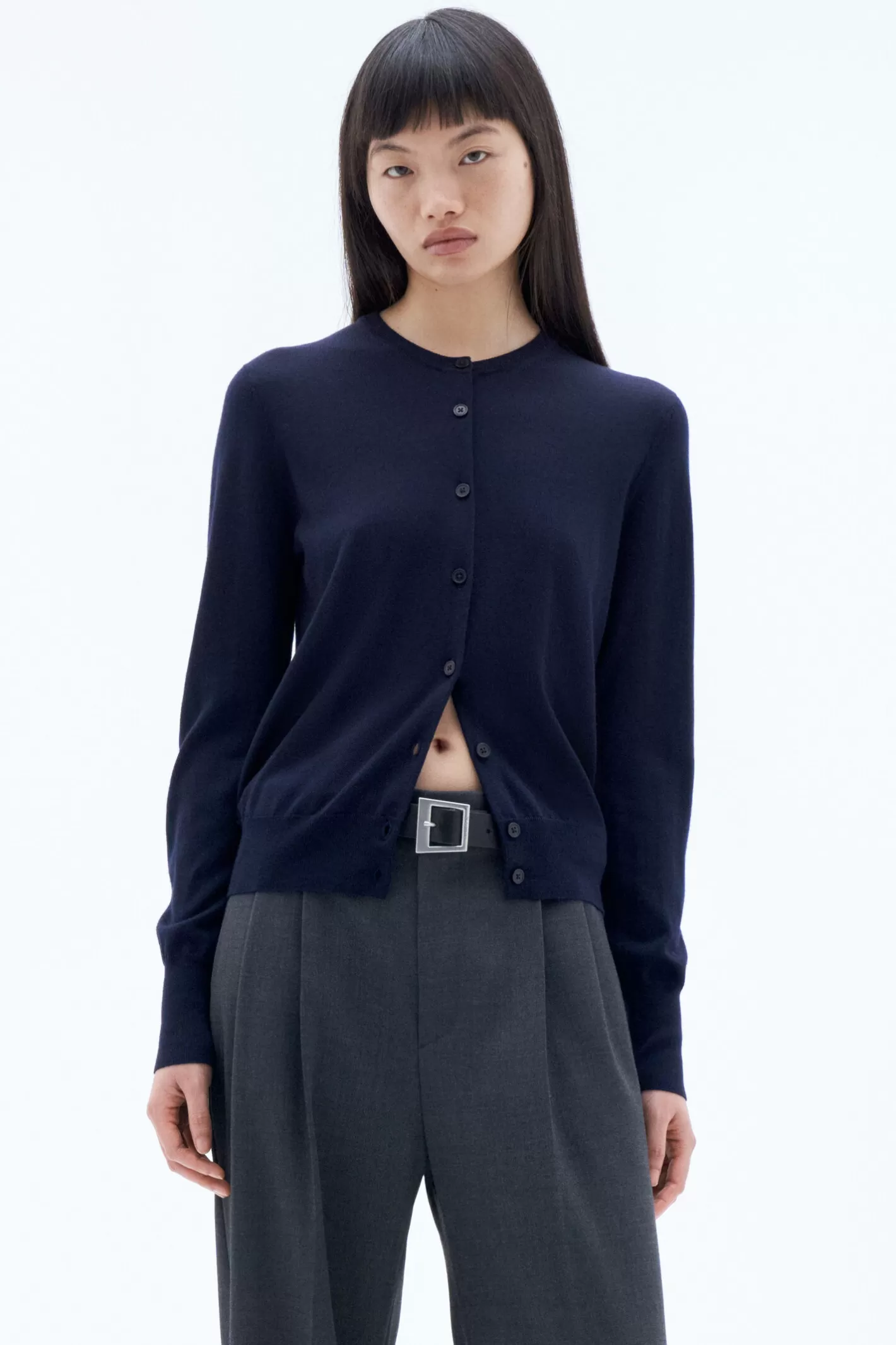 Filippa K Merino Short Cardigan Navy-Woman Knitwear