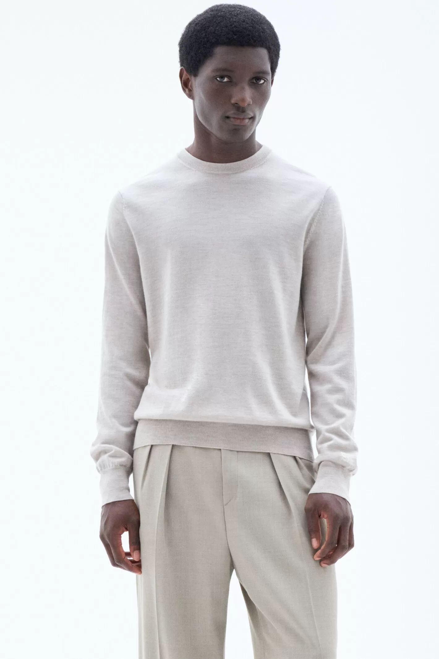 Filippa K Merino Sweater Beige Melange-Man Knitwear