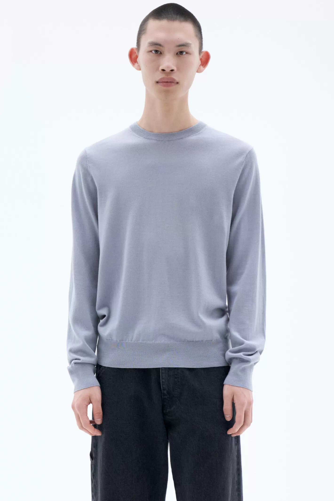 Filippa K Merino Sweater Fog Blue-Man Knitwear