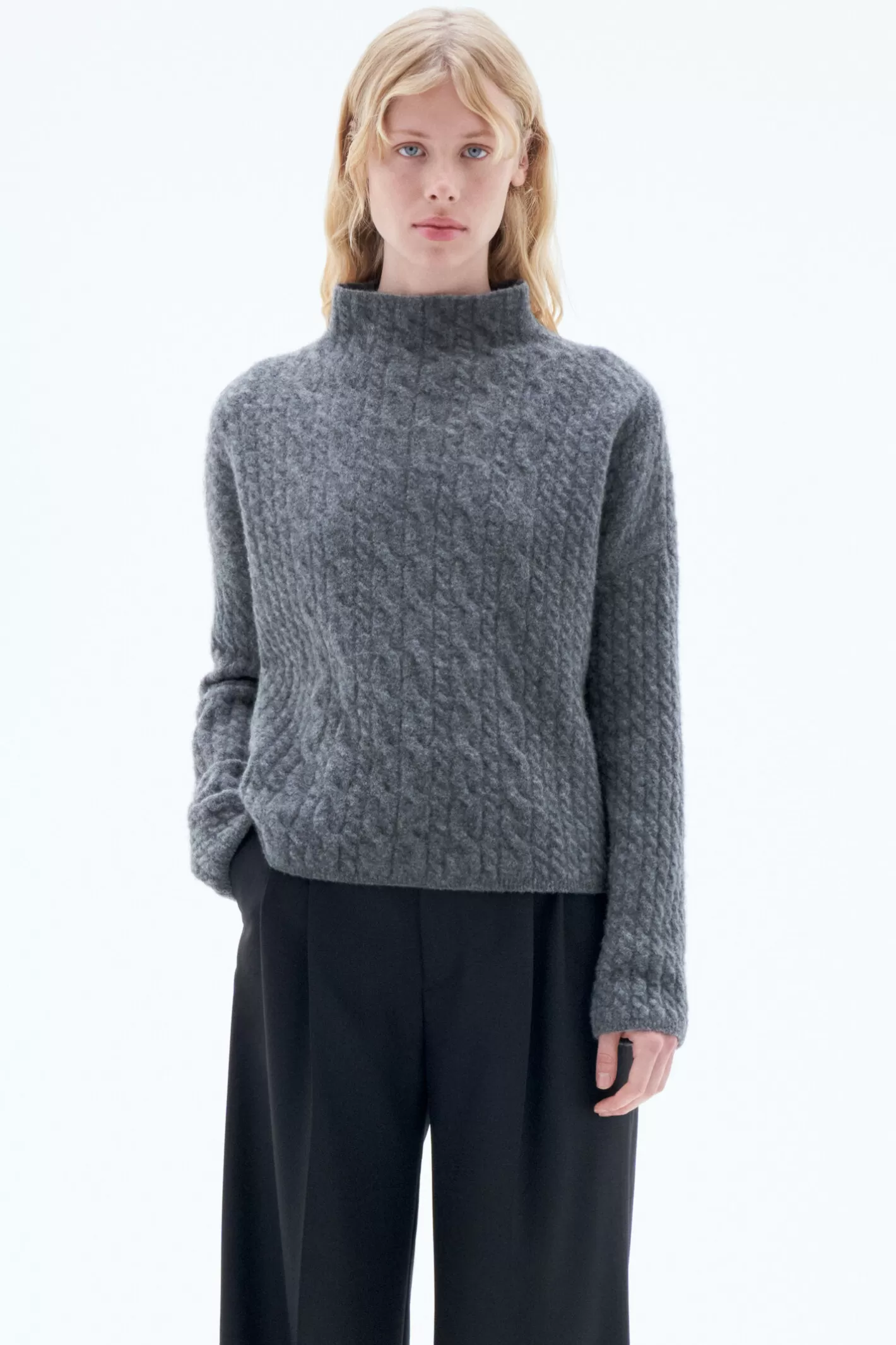 Filippa K Mika Braid Sweater Mid Grey Melange-Woman Bestsellers | Knitwear