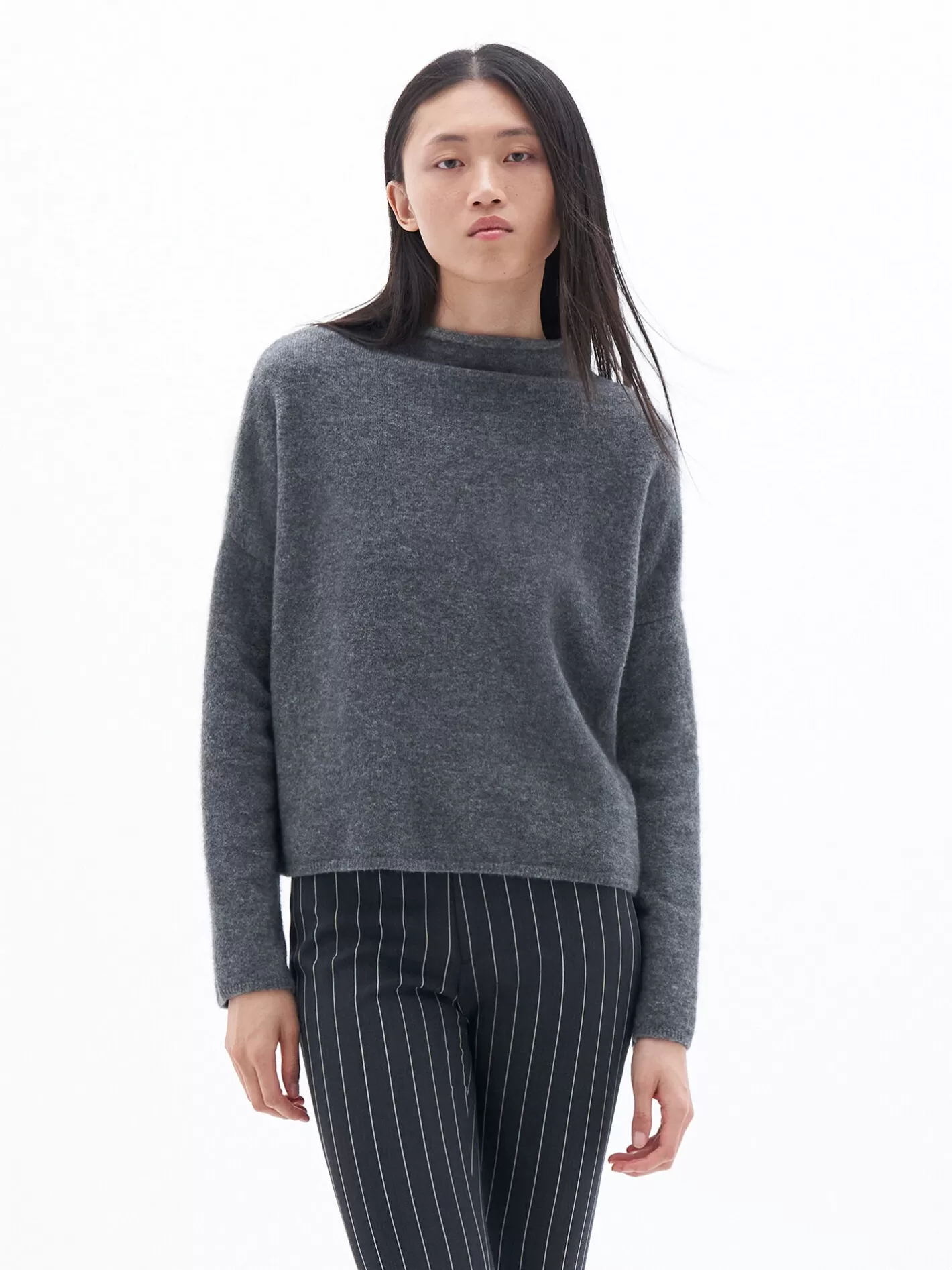 Filippa K Mika Yak Funnelneck Sweater Mid Grey Melange-Woman Knitwear