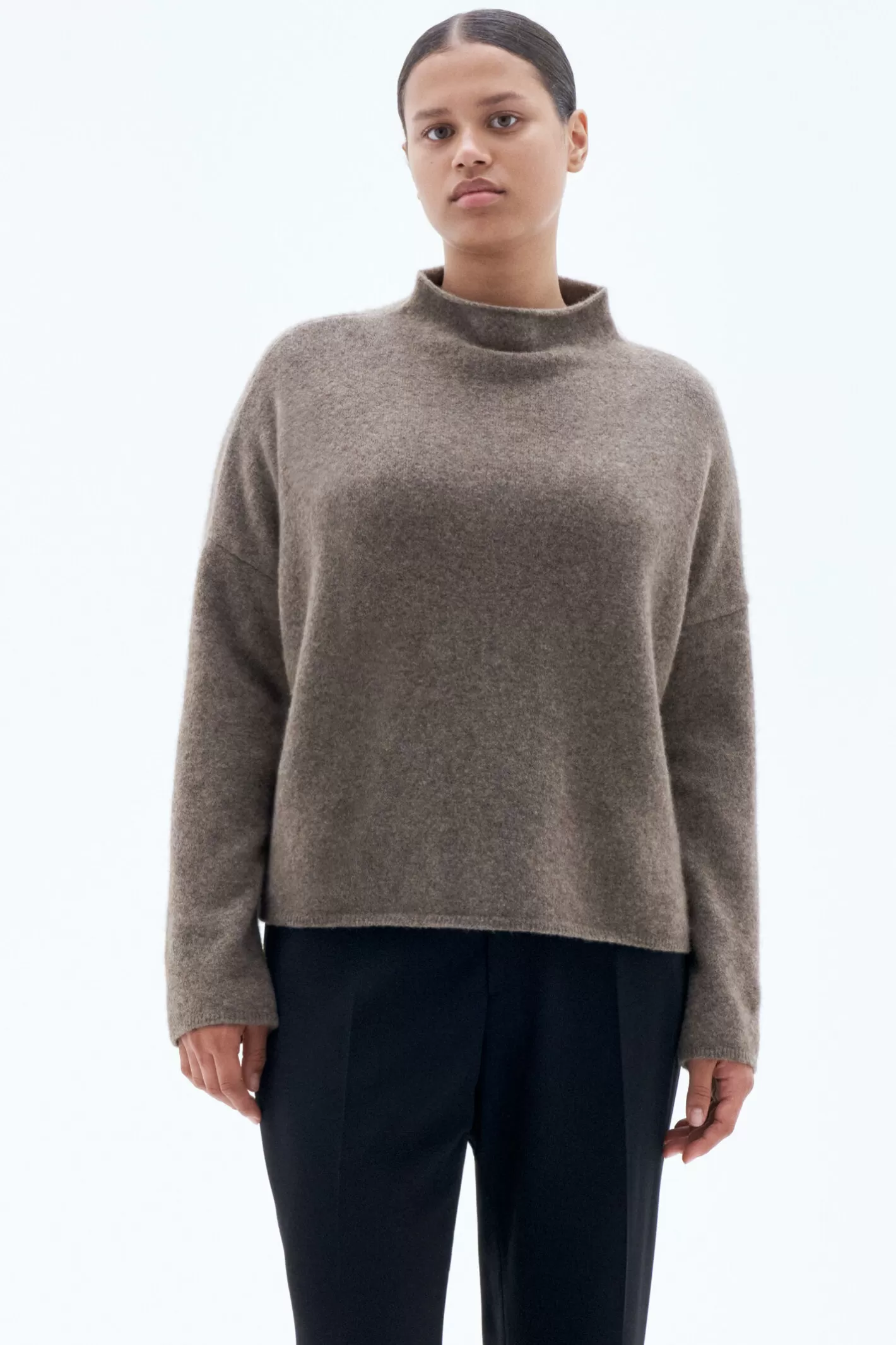 Filippa K Mika Yak Funnelneck Sweater Dark Taupe Melange-Woman Knitwear