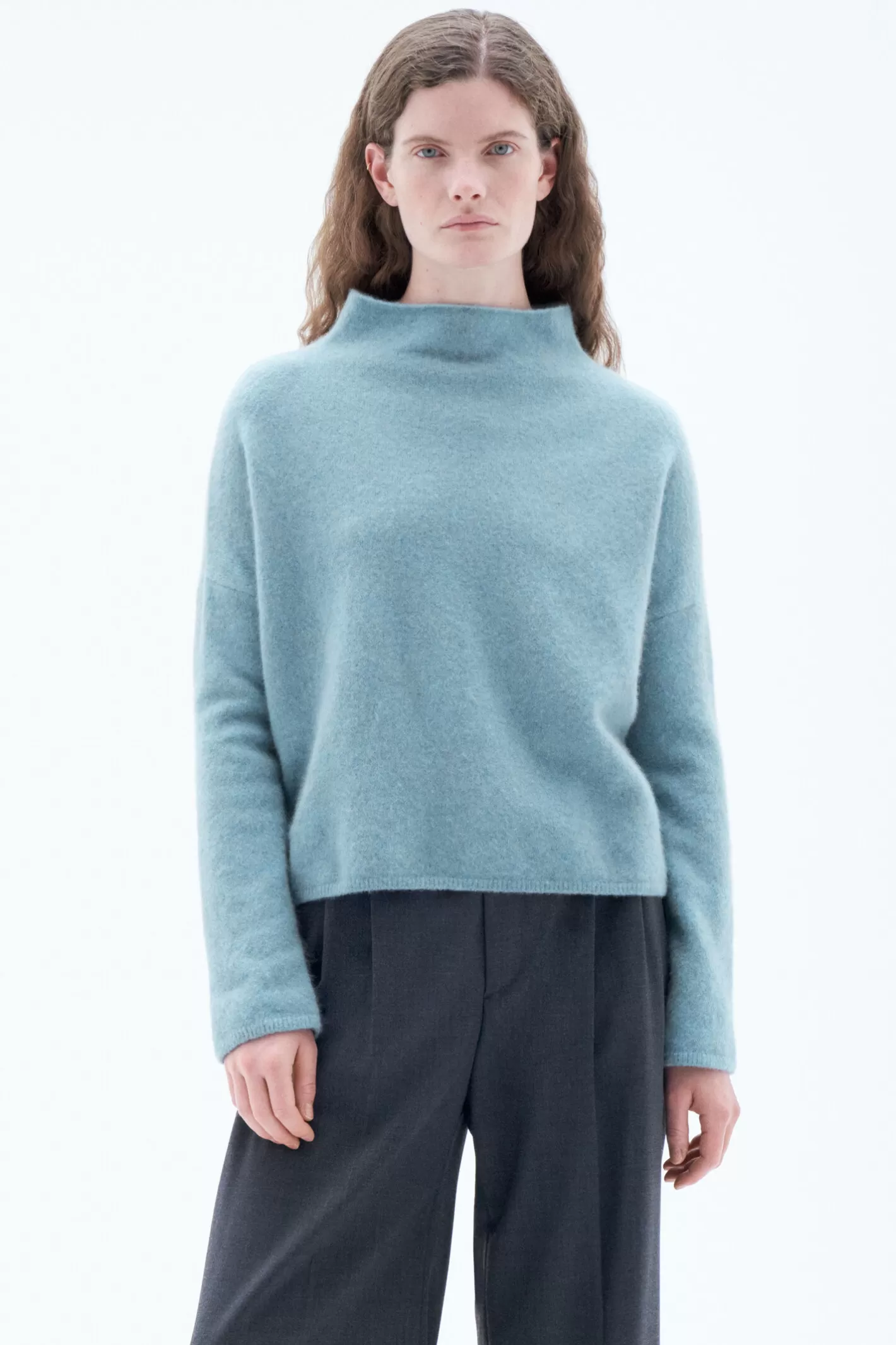 Filippa K Mika Yak Funnelneck Sweater Blue Melange-Woman Knitwear