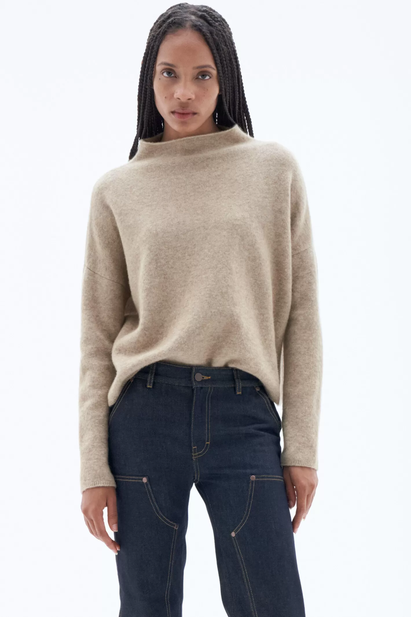 Filippa K Mika Yak Funnelneck Sweater Beige Melange-Woman Knitwear