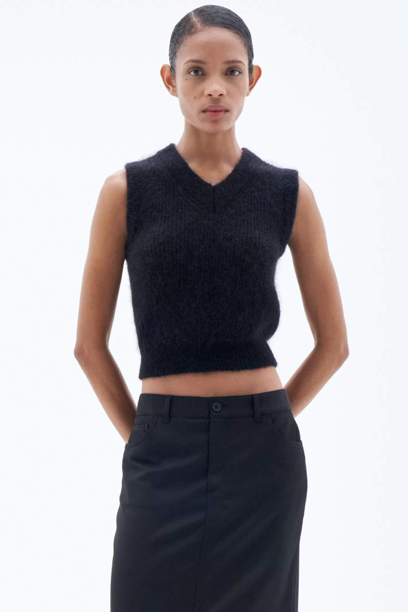 Filippa K Mohair Vest Black-Woman Knitwear