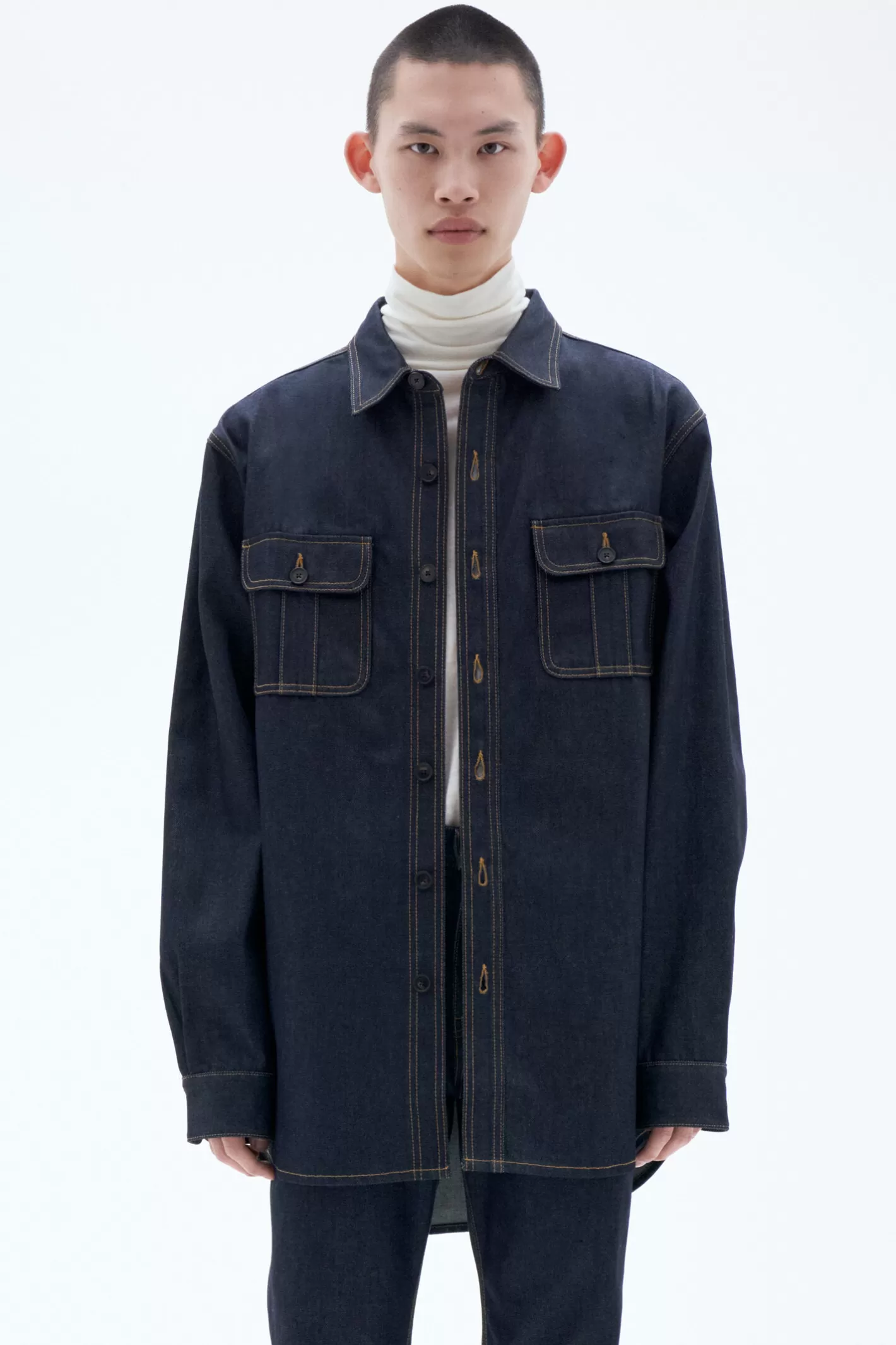 Filippa K Oversize Denim Shirt Midnight Blue-Man Shirts