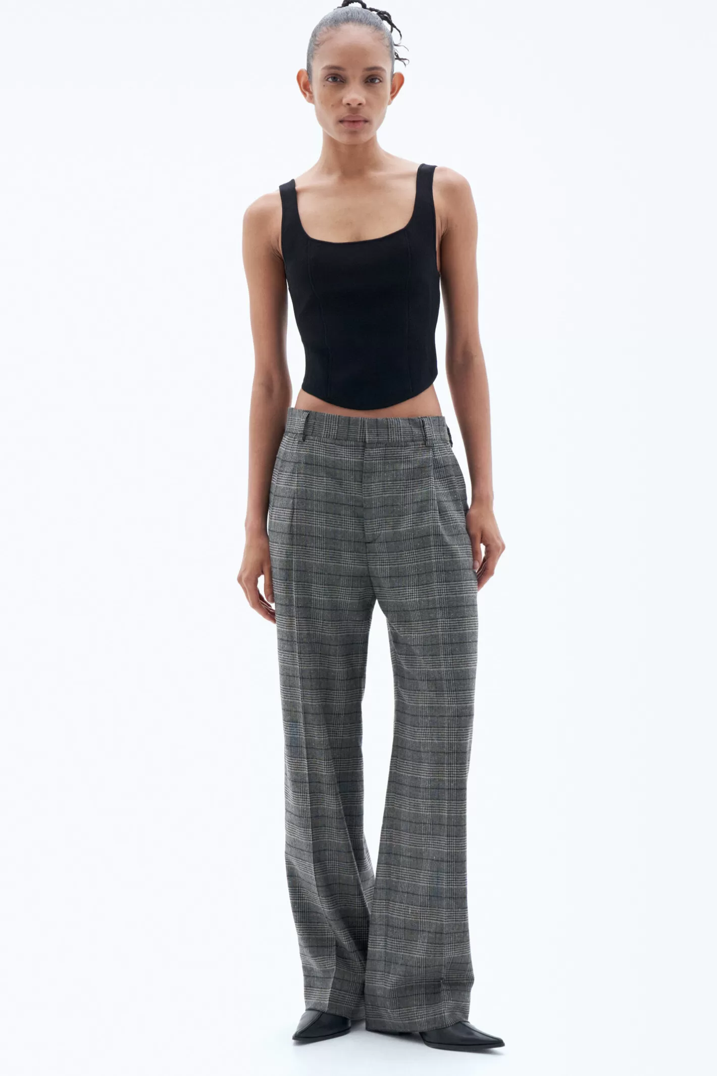 Filippa K Pleated Trousers Grey Check-Woman Tailoring | Trousers