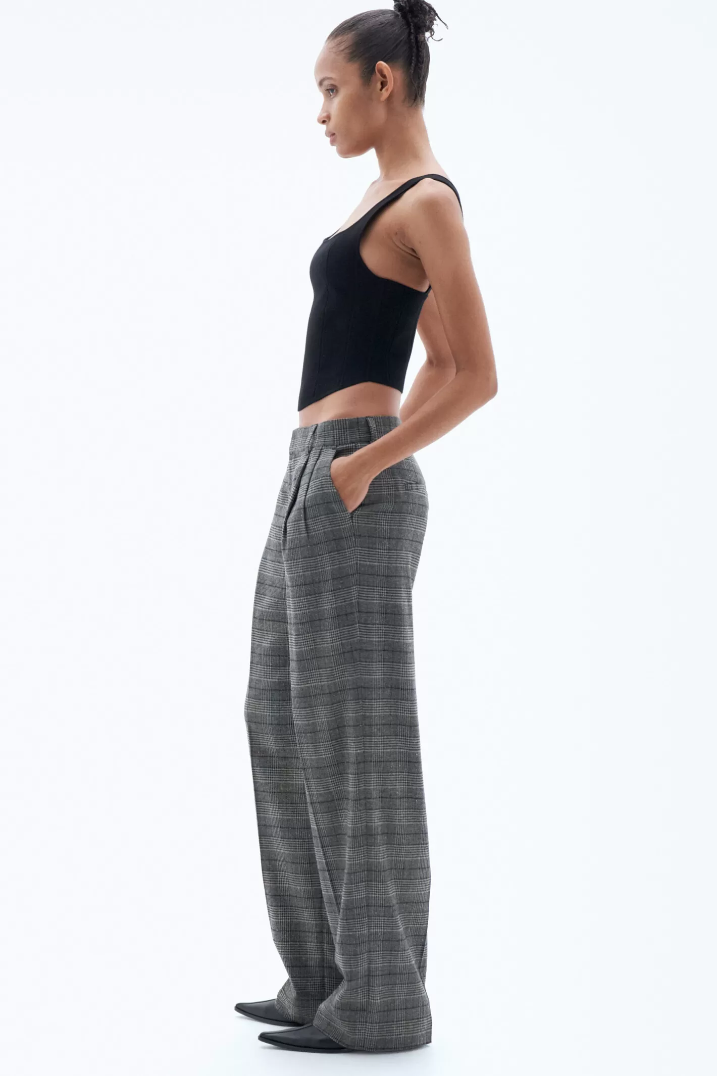 Filippa K Pleated Trousers Grey Check-Woman Tailoring | Trousers