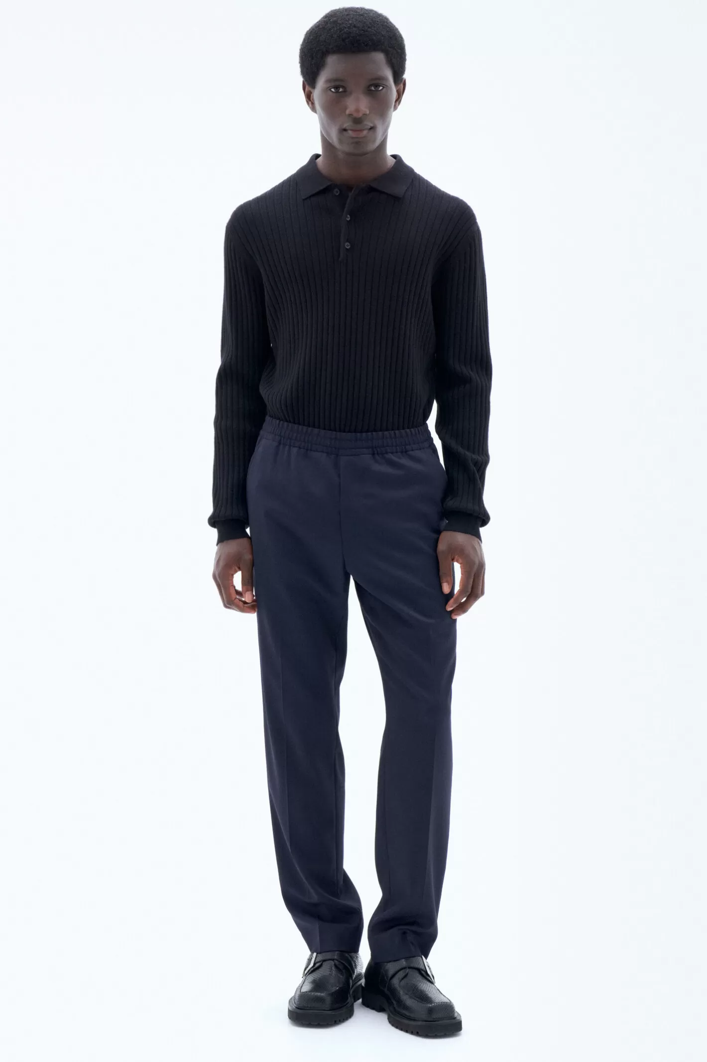 Filippa K Relaxed Wool Trousers Navy-Man Trousers