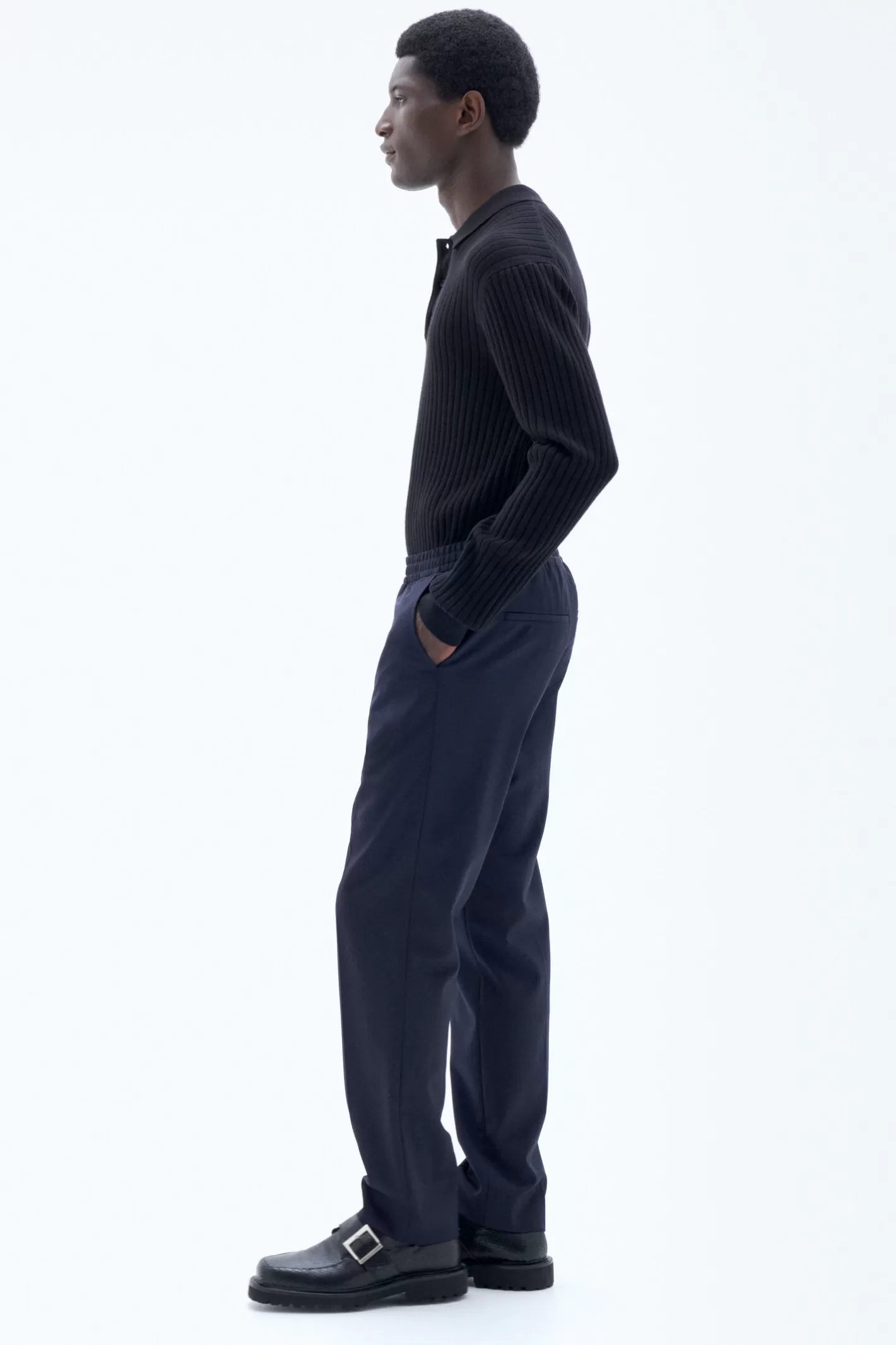 Filippa K Relaxed Wool Trousers Navy-Man Trousers