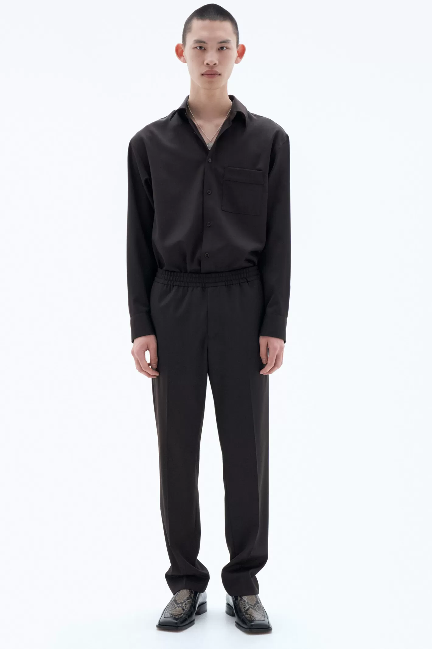 Filippa K Relaxed Wool Trousers Dark Brown-Man Trousers