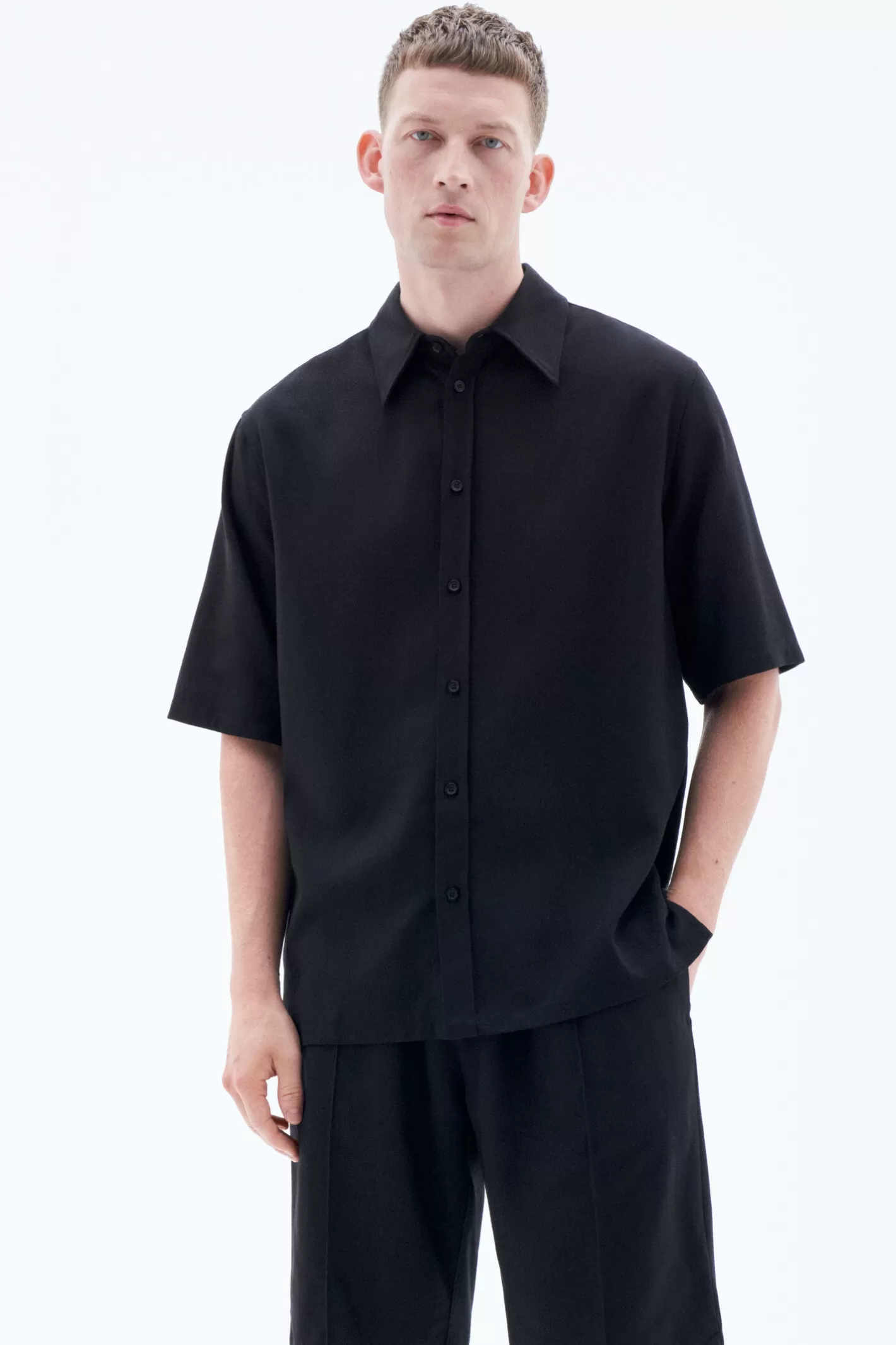 Filippa K Re:sourced Crepe Shirt Black-Man Shirts