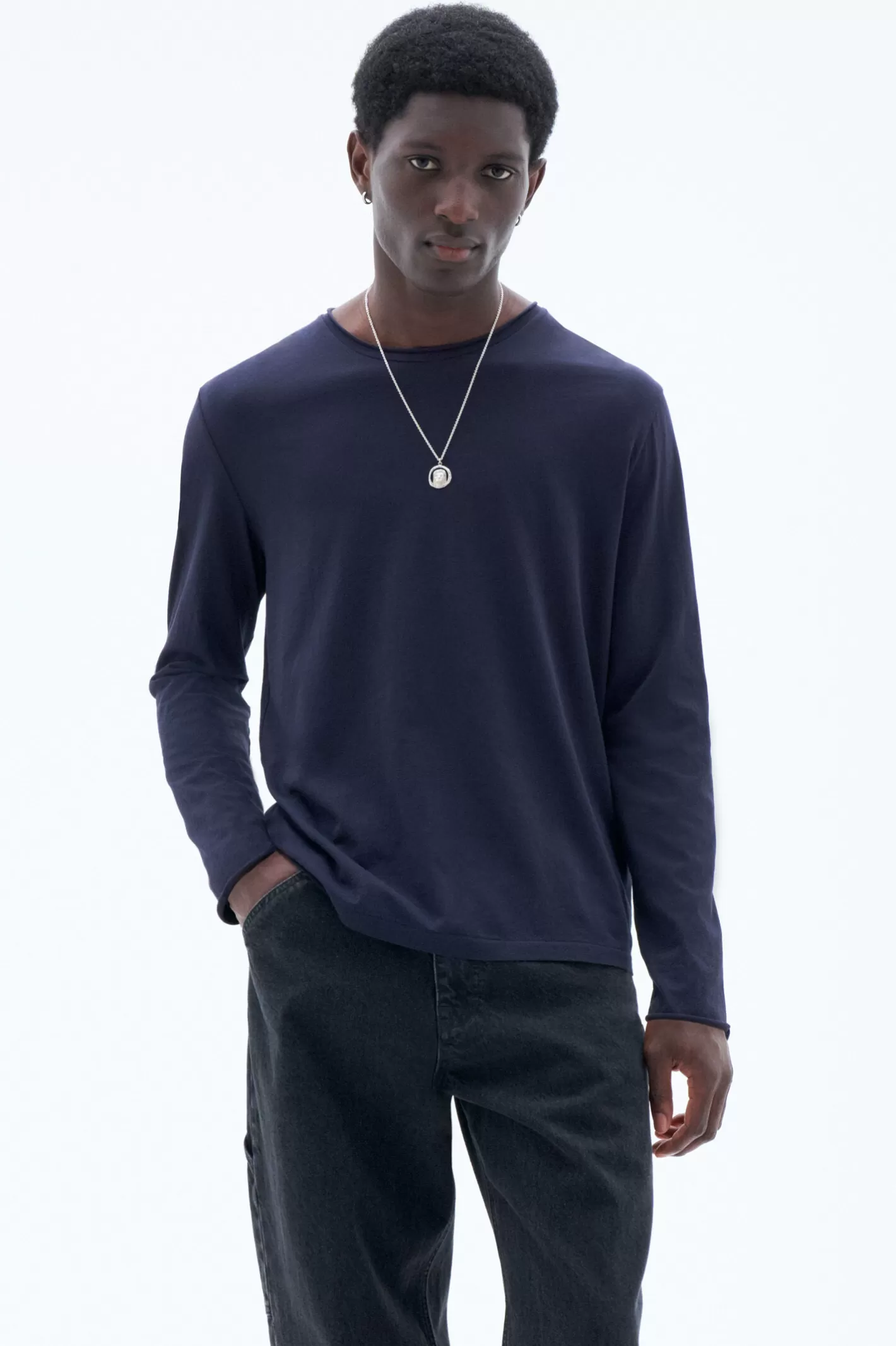 Filippa K Roll Neck Longsleeve Navy-Man T-Shirts