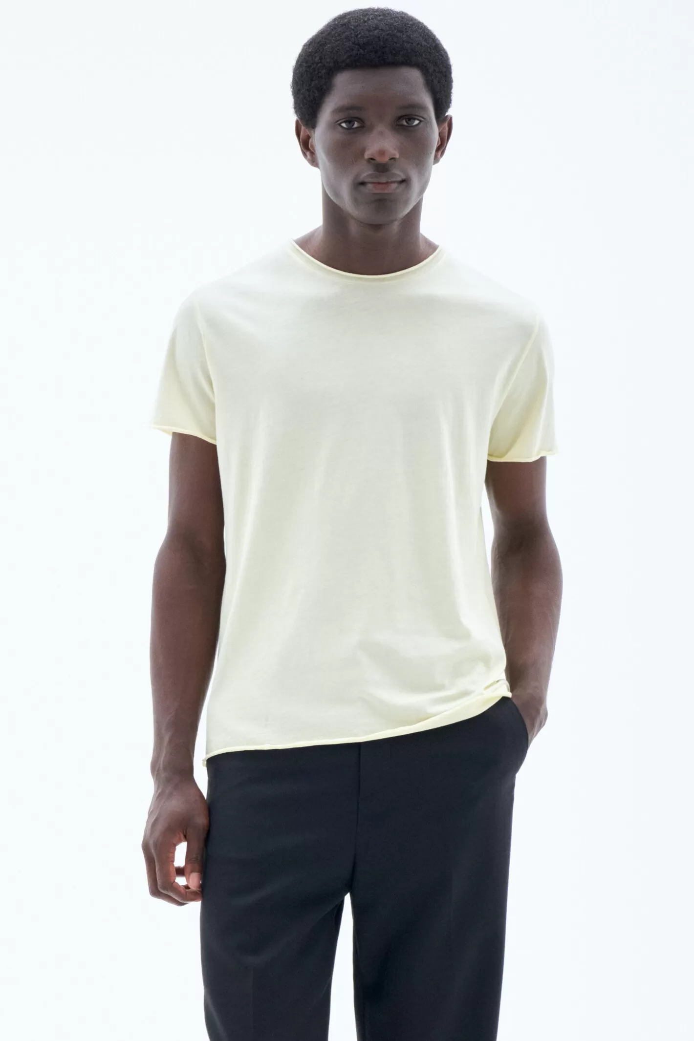 Filippa K Roll Neck Tee Soft Yellow-Man T-Shirts