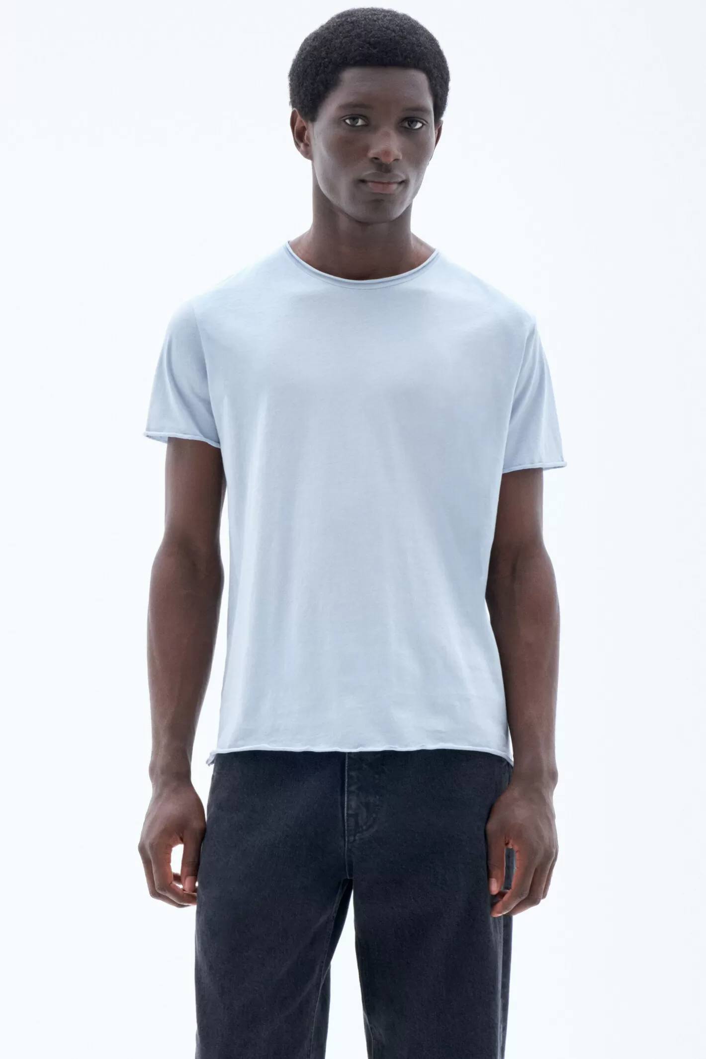 Filippa K Roll Neck Tee Dove Blue-Man T-Shirts