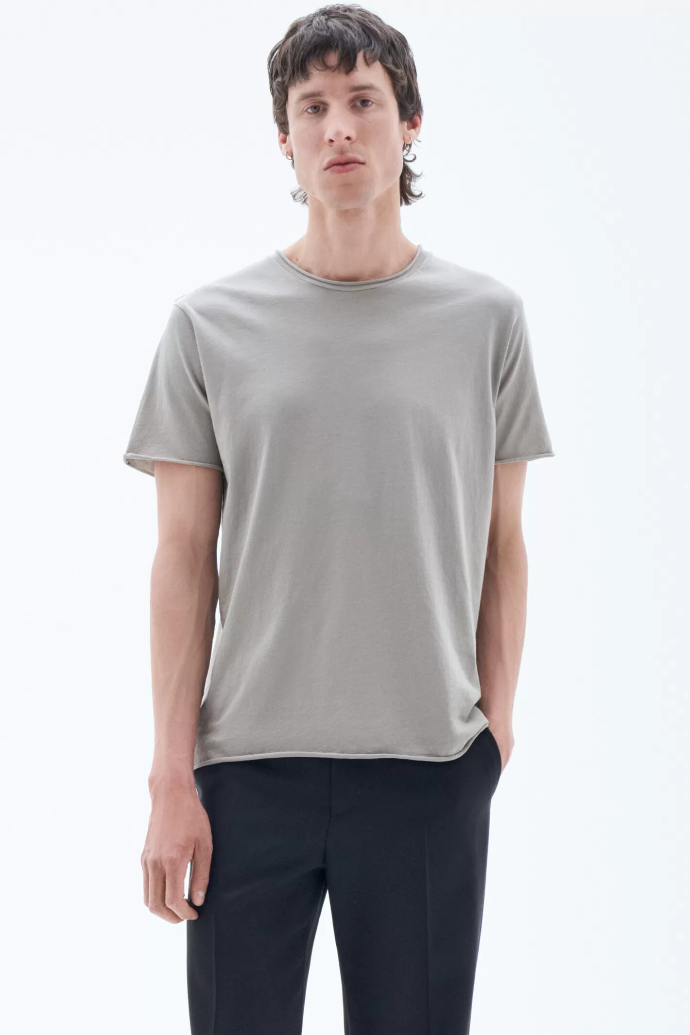 Filippa K Roll Neck Tee Oyster Grey-Man T-Shirts